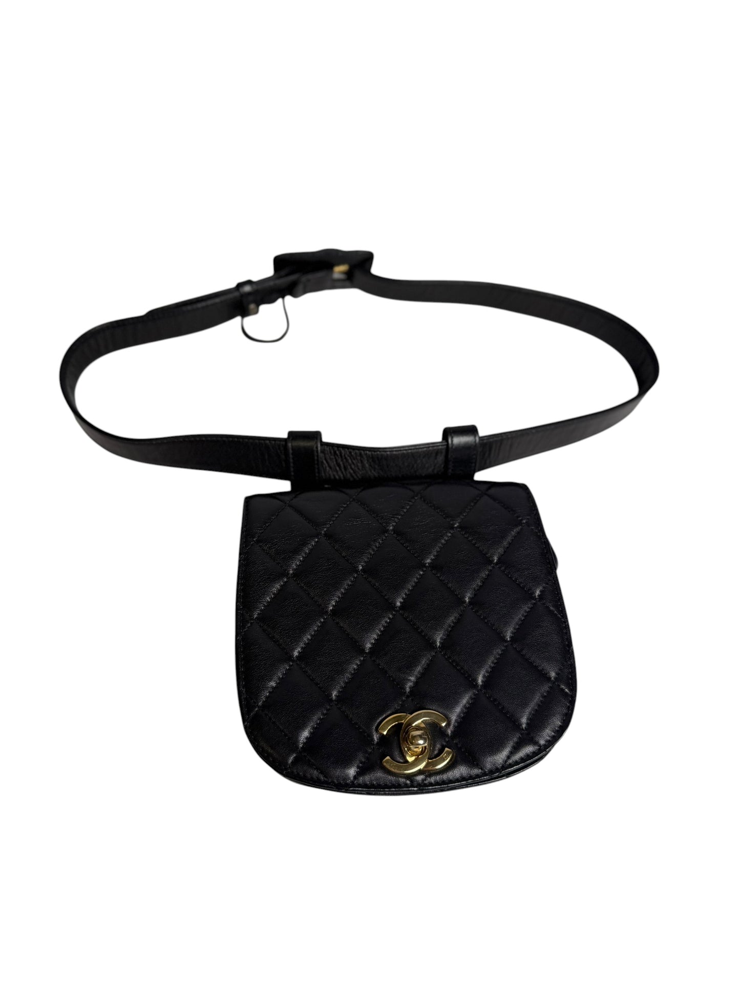 Chanel Vintage Black Quilted Leather CC Belt Bag T6399