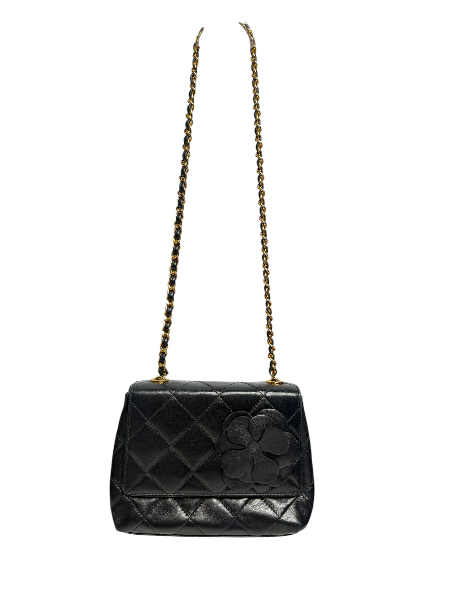 Chanel Camellia Quilted Leather Mini Flap Bag T7163