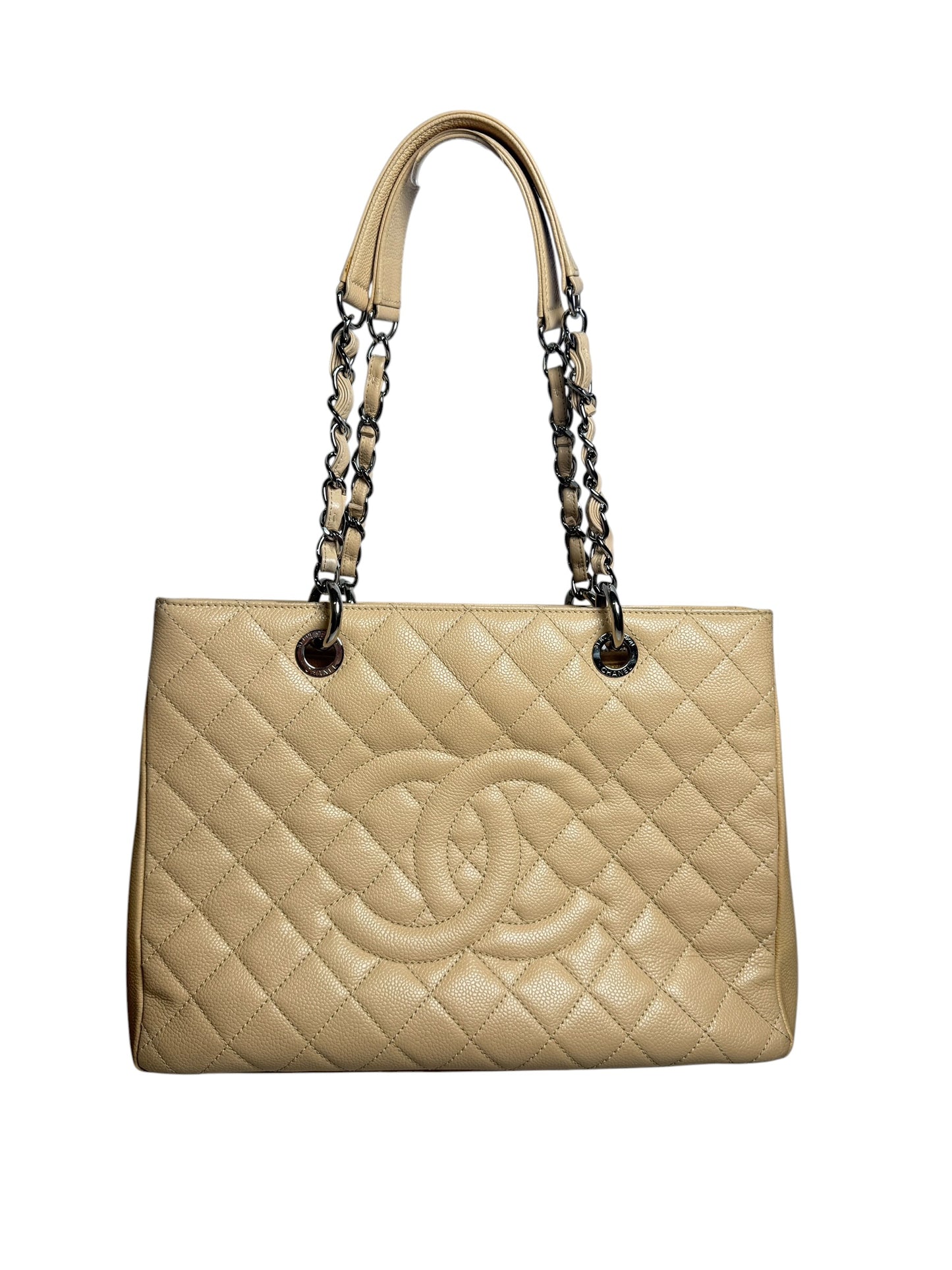 Chanel Beige Quilted Caviar Leather GST Bag T 8514