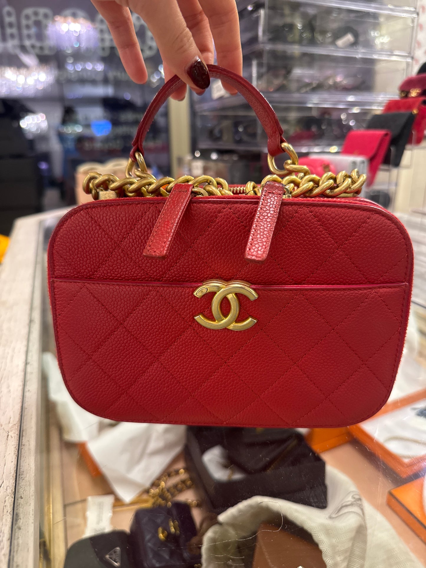 Chanel camera bag red caviar