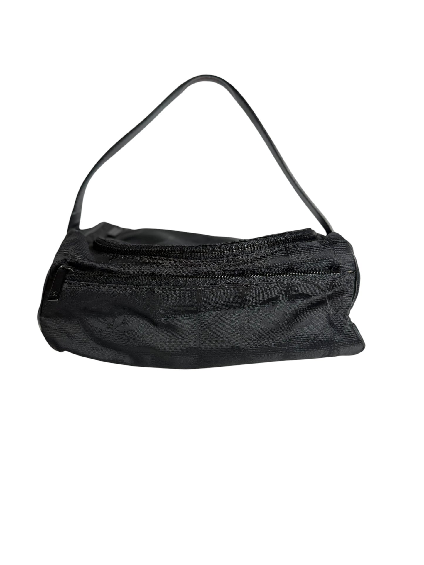 Chanel Black Nylon Logo Shoulder Bag T5474
