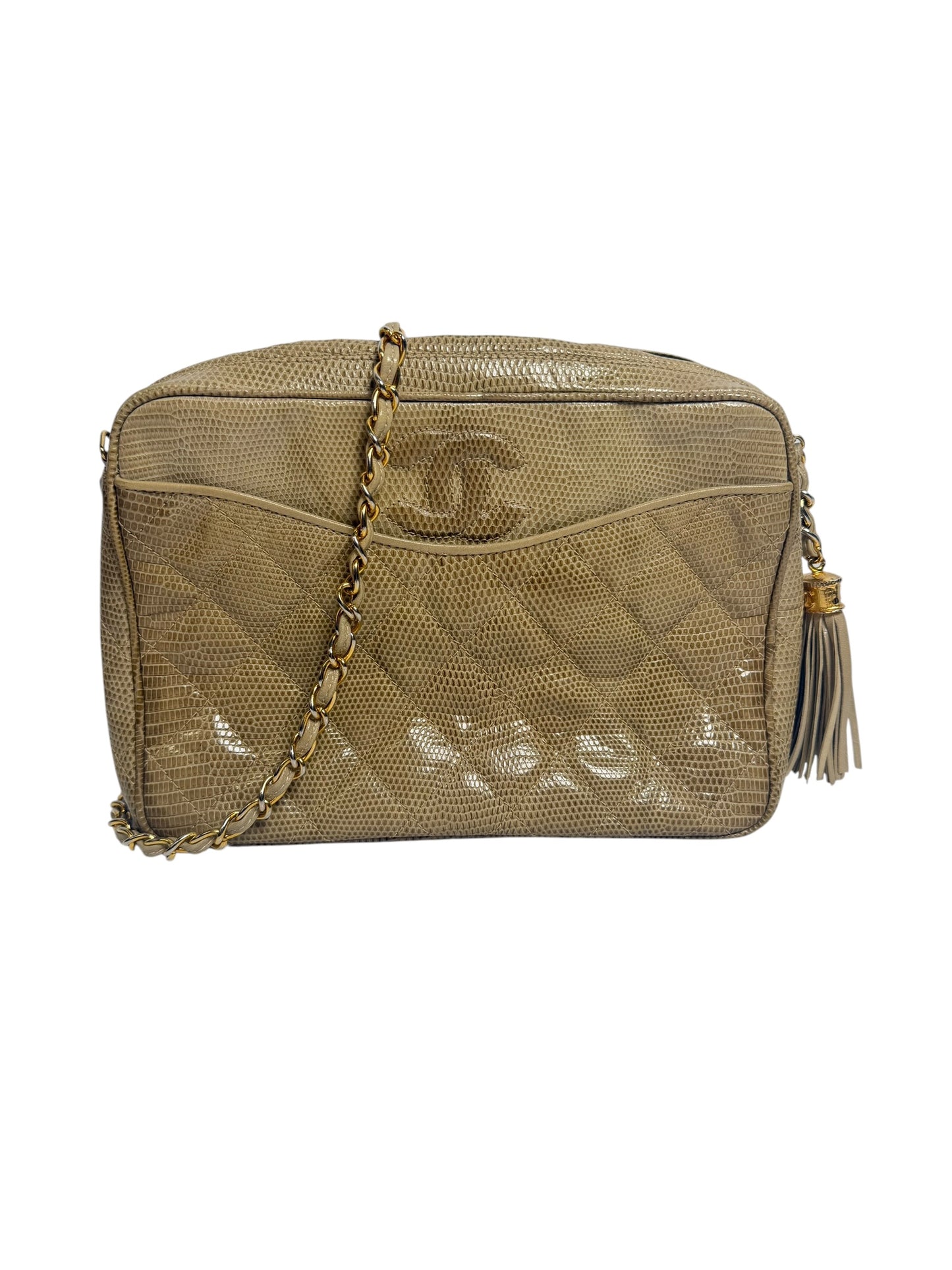 Chanel Vintage Lizard Quilted Camera Bag T2324