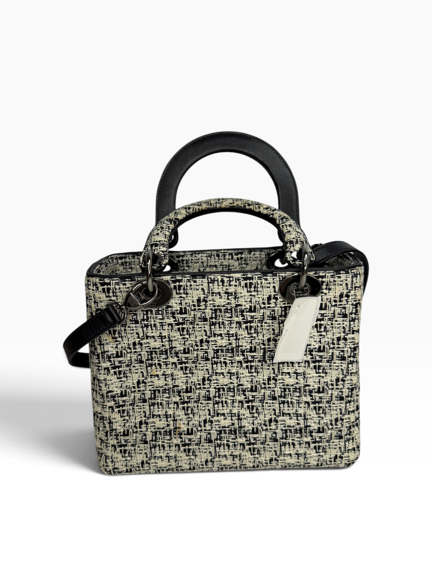 Dior Black/White Tweed Lady Medium T8776