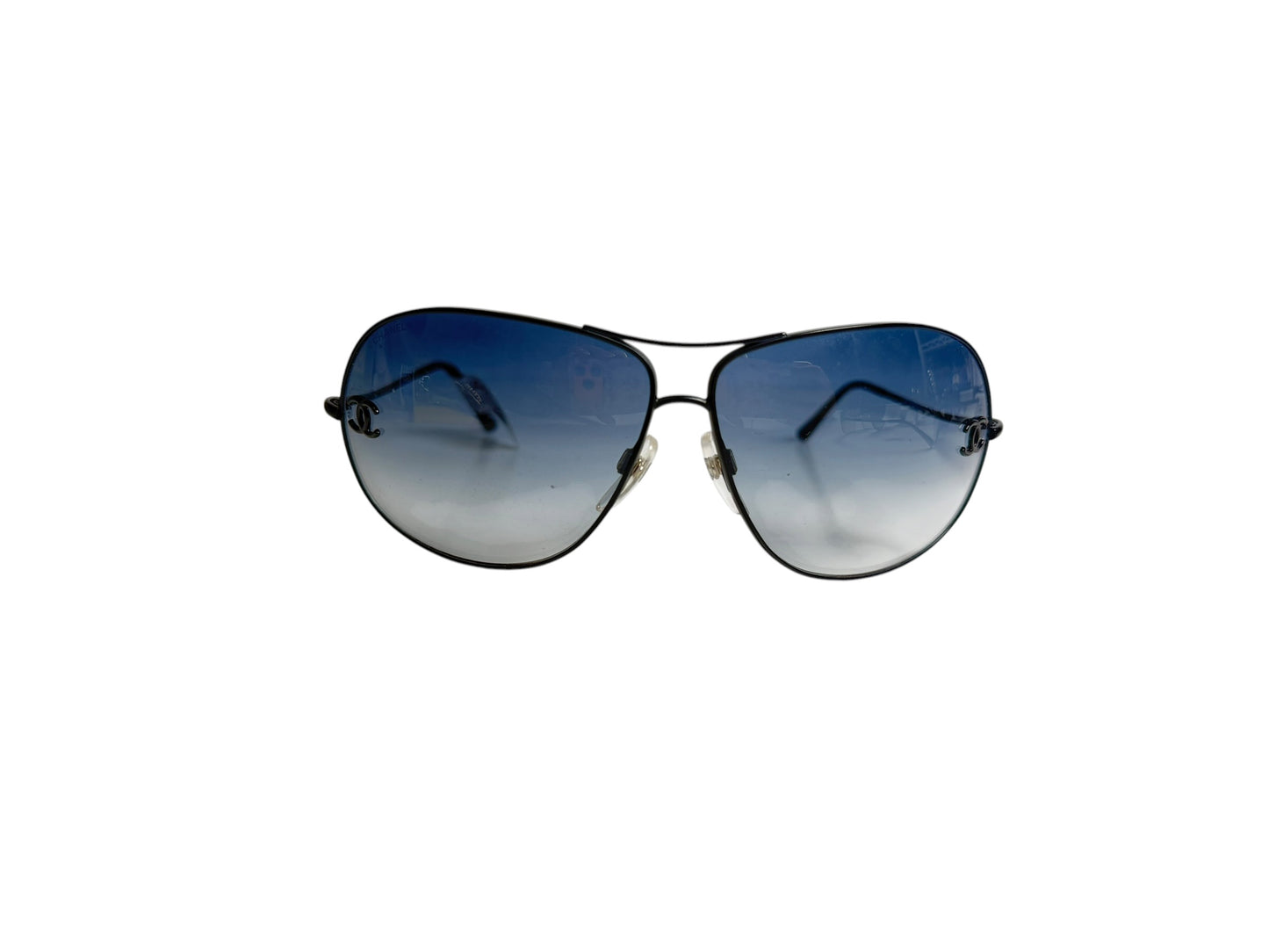 Chanel Black Aviator Sunglasses with Blue Gradient Lenses T4594