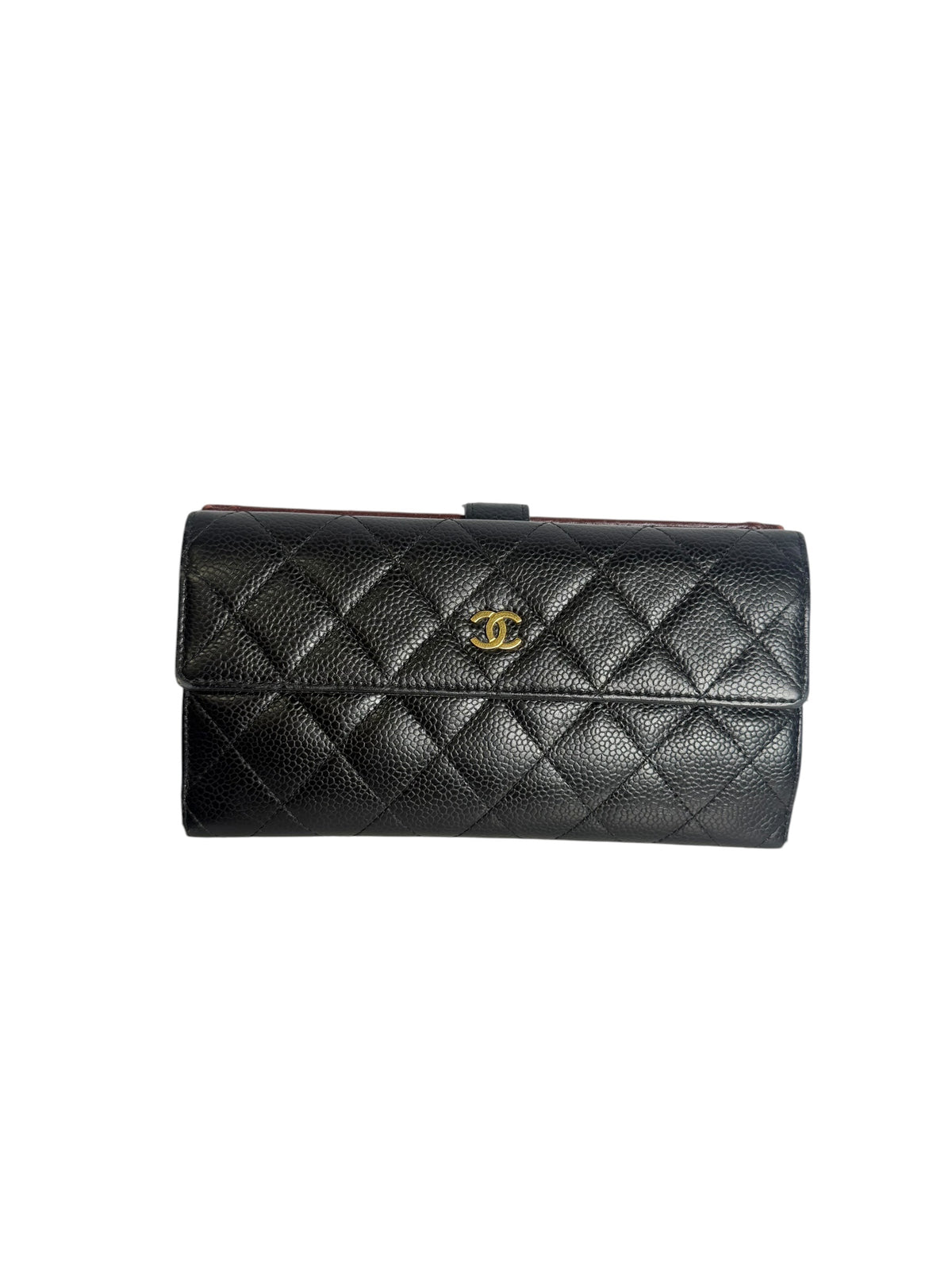 Chanel Black Quilted Caviar Leather Long Flap Wallet T8540