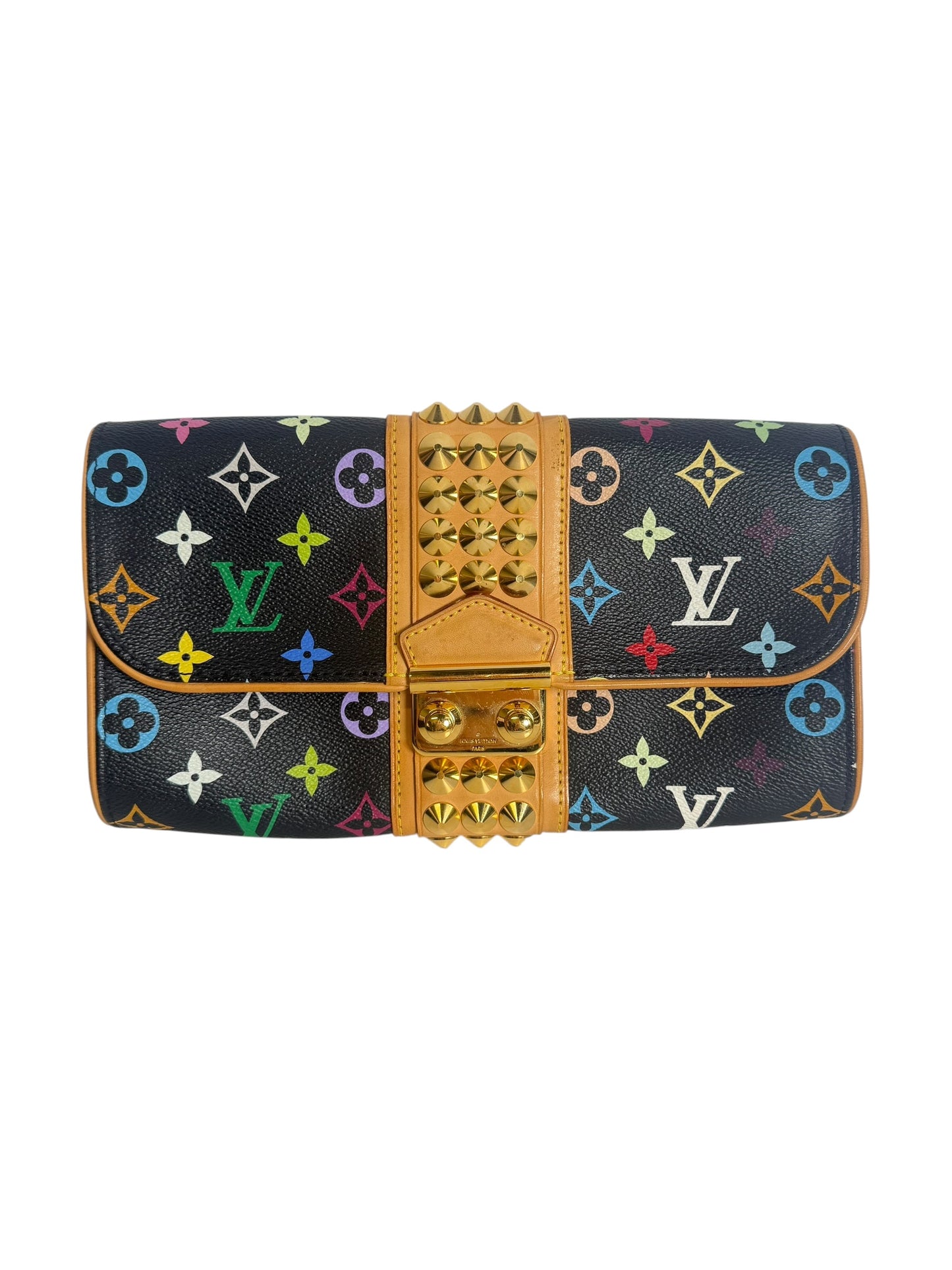 Louis Vuitton Multicolor Monogram Studded Clutch T6280