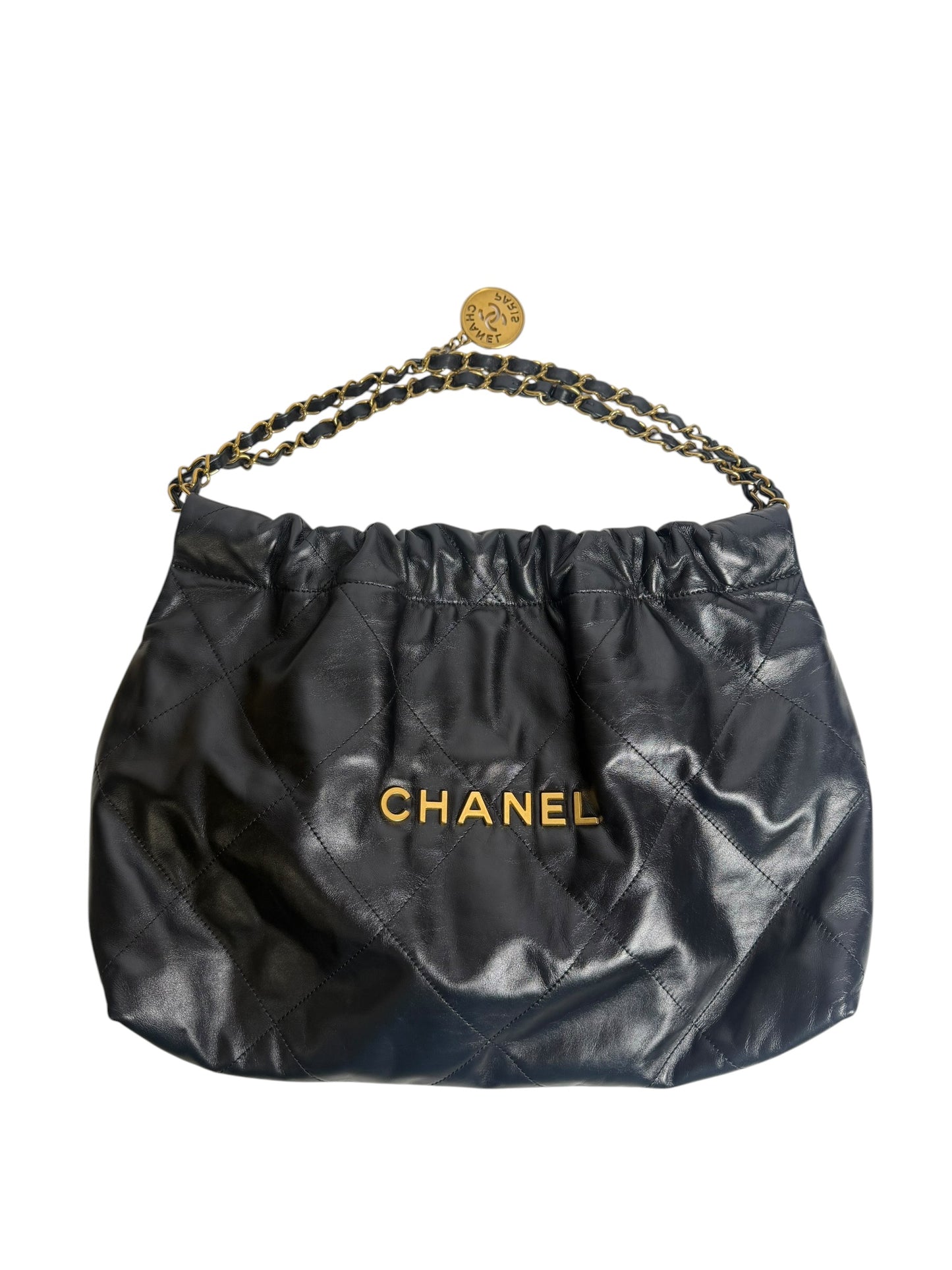 Chanel 22 Quilted Chain Shoulder Bag Black T8648