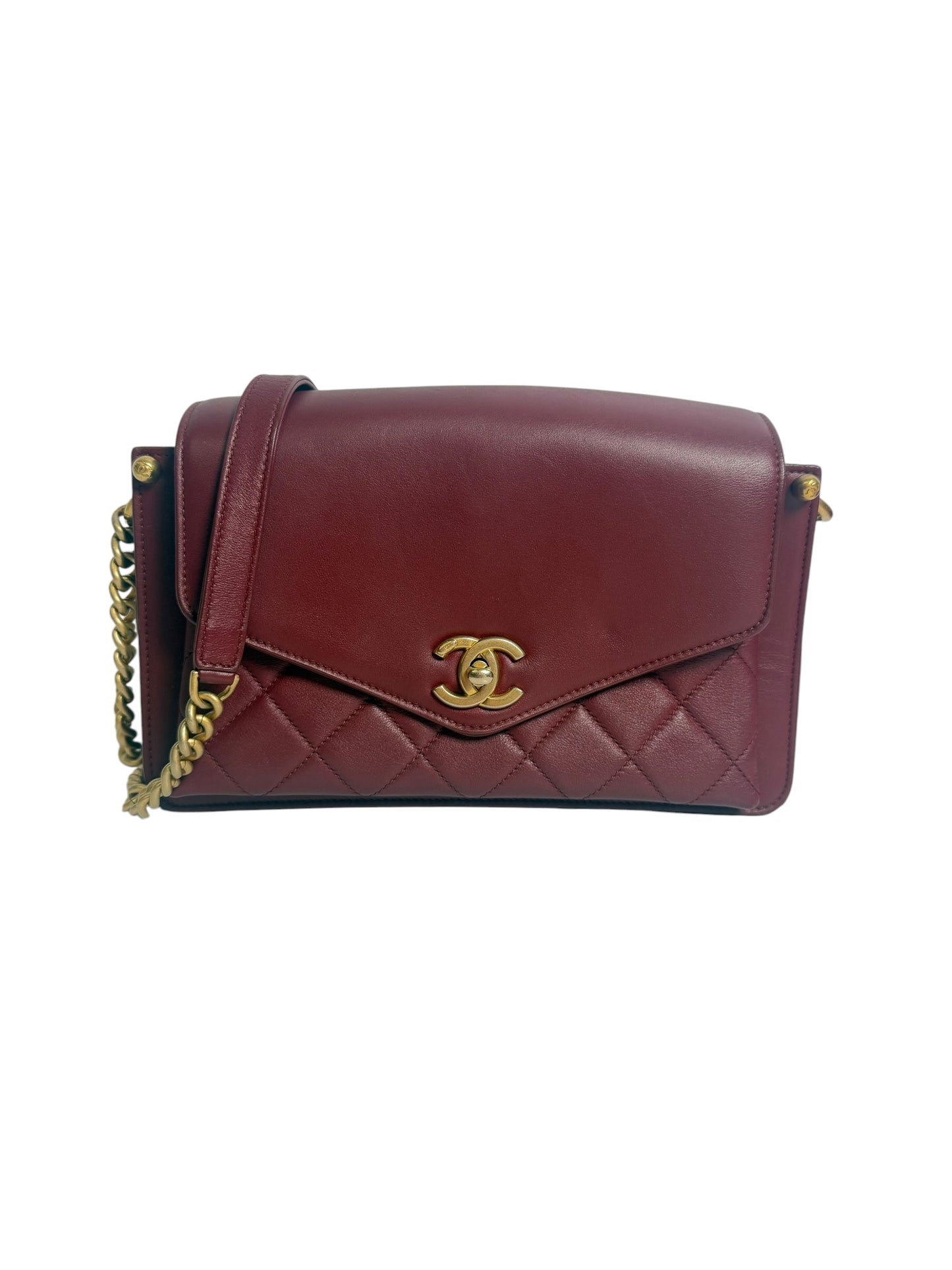 Chanel Quilted Leather Flap Shoulder Bag Burgundy T7508