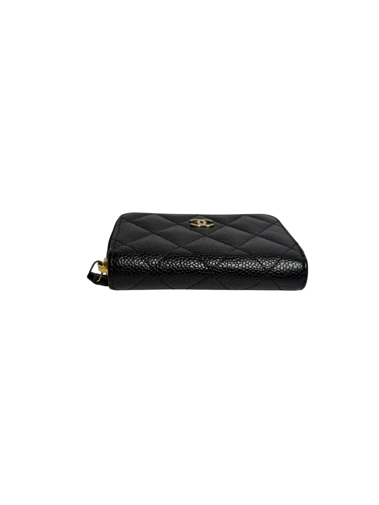 Chanel Quilted Caviar Zip Around Coin Purse Black T8715