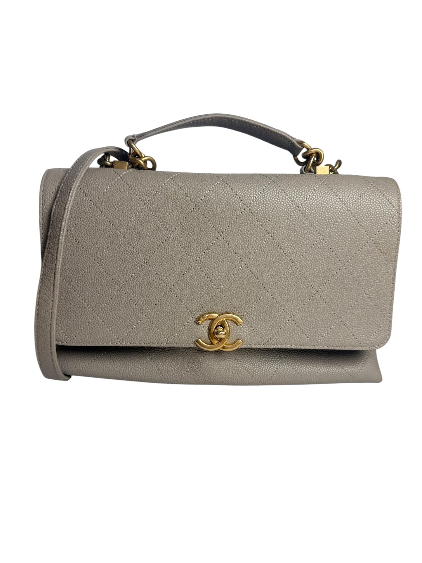 Chanel Chic Affinity Flap Bag Grained Grey Caviar Leather T6277