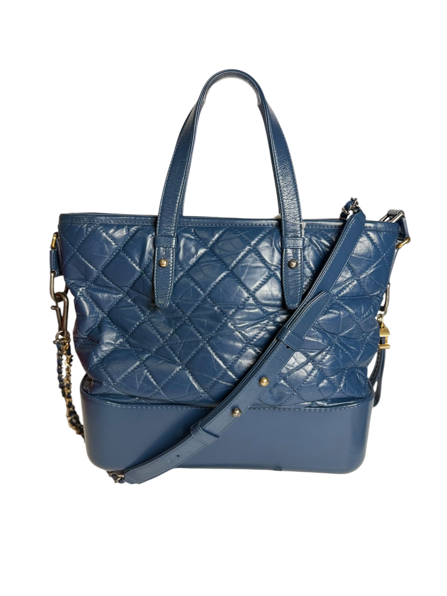 Chanel Gabrielle Tote Blue Crinkled Leather T7783