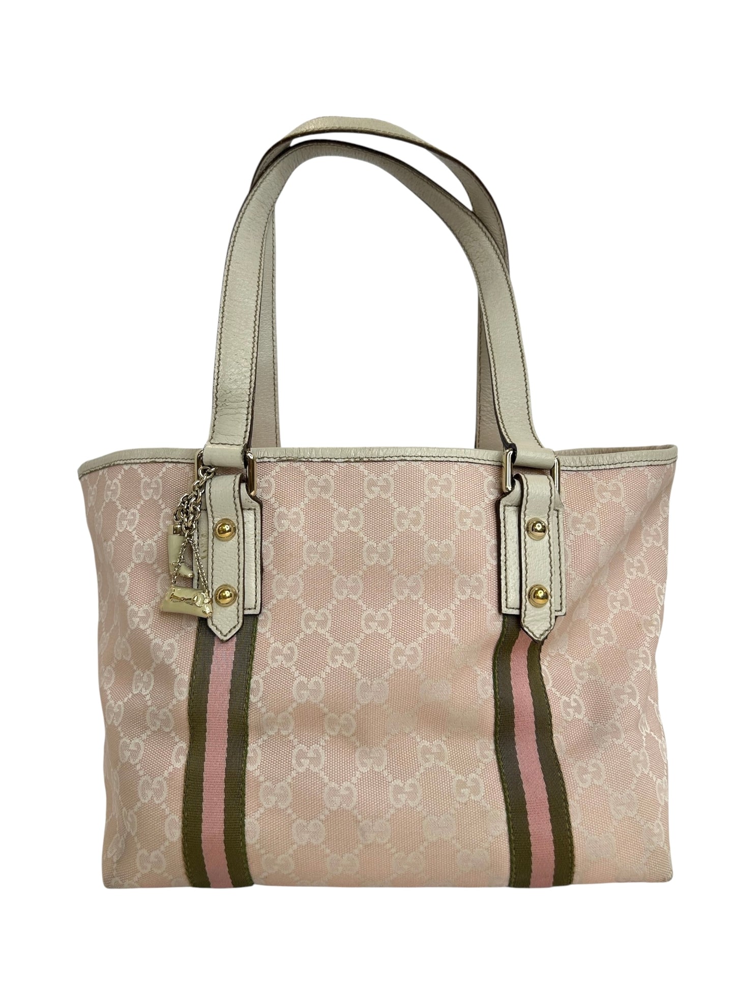 Gucci Sherry Line Pink Canvas Tote T8607