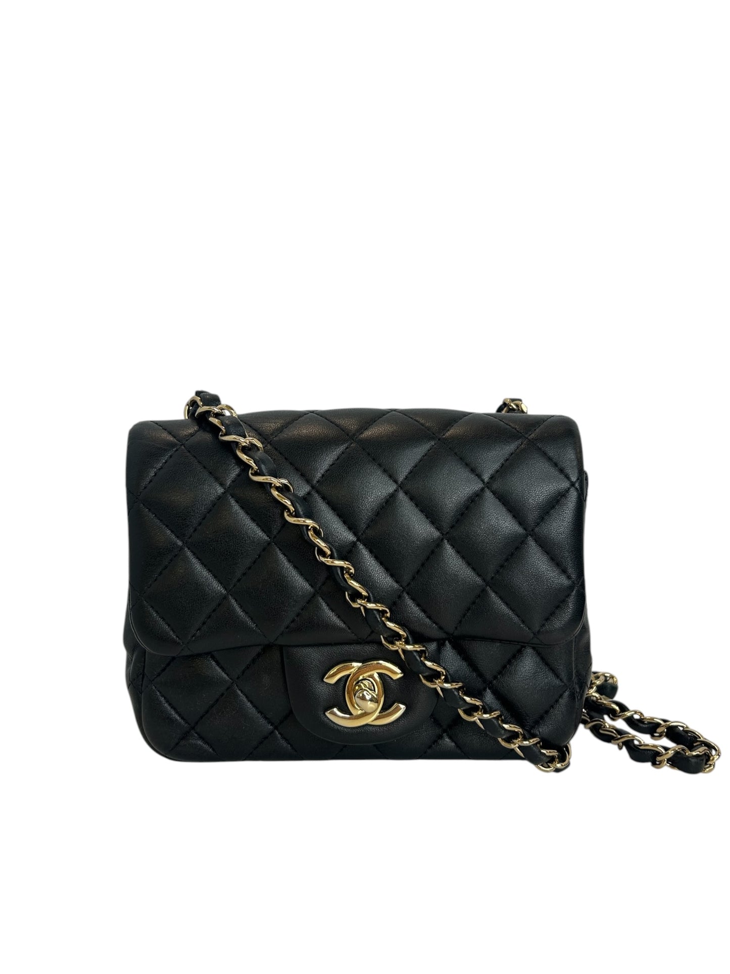 Chanel Black Lambskin Square Mini Classic Flap T8506