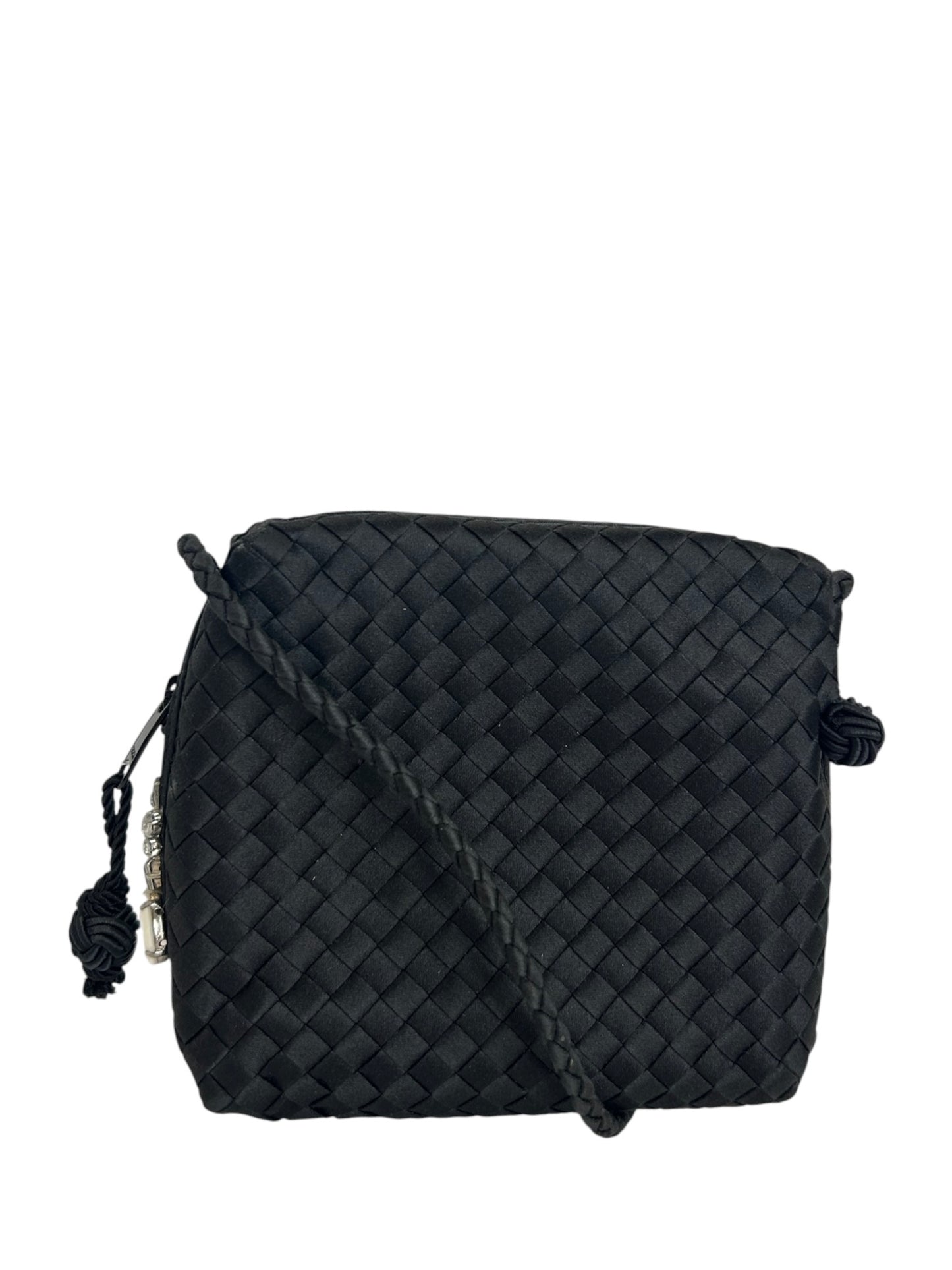 Bottega Veneta Small Black Woven Satin Crossbody T8161