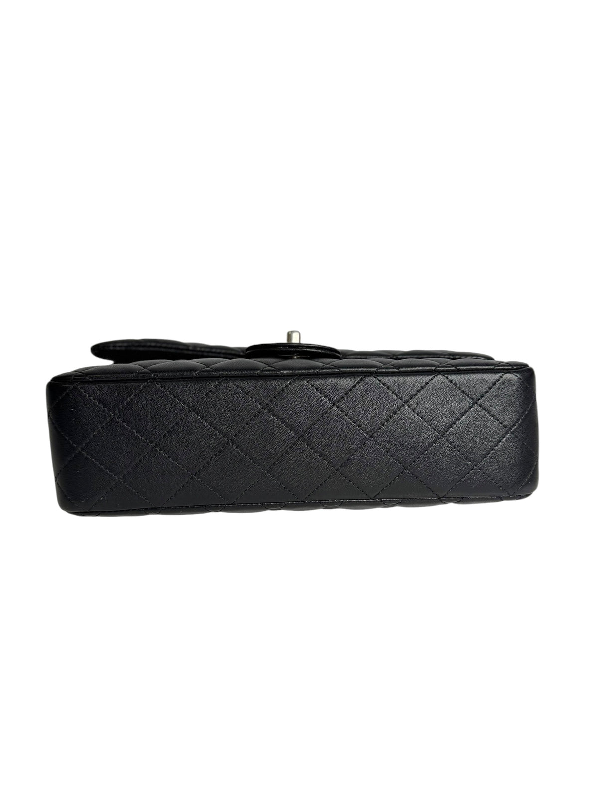 Chanel Black Lambskin Medium Double Flap SHW T8437
