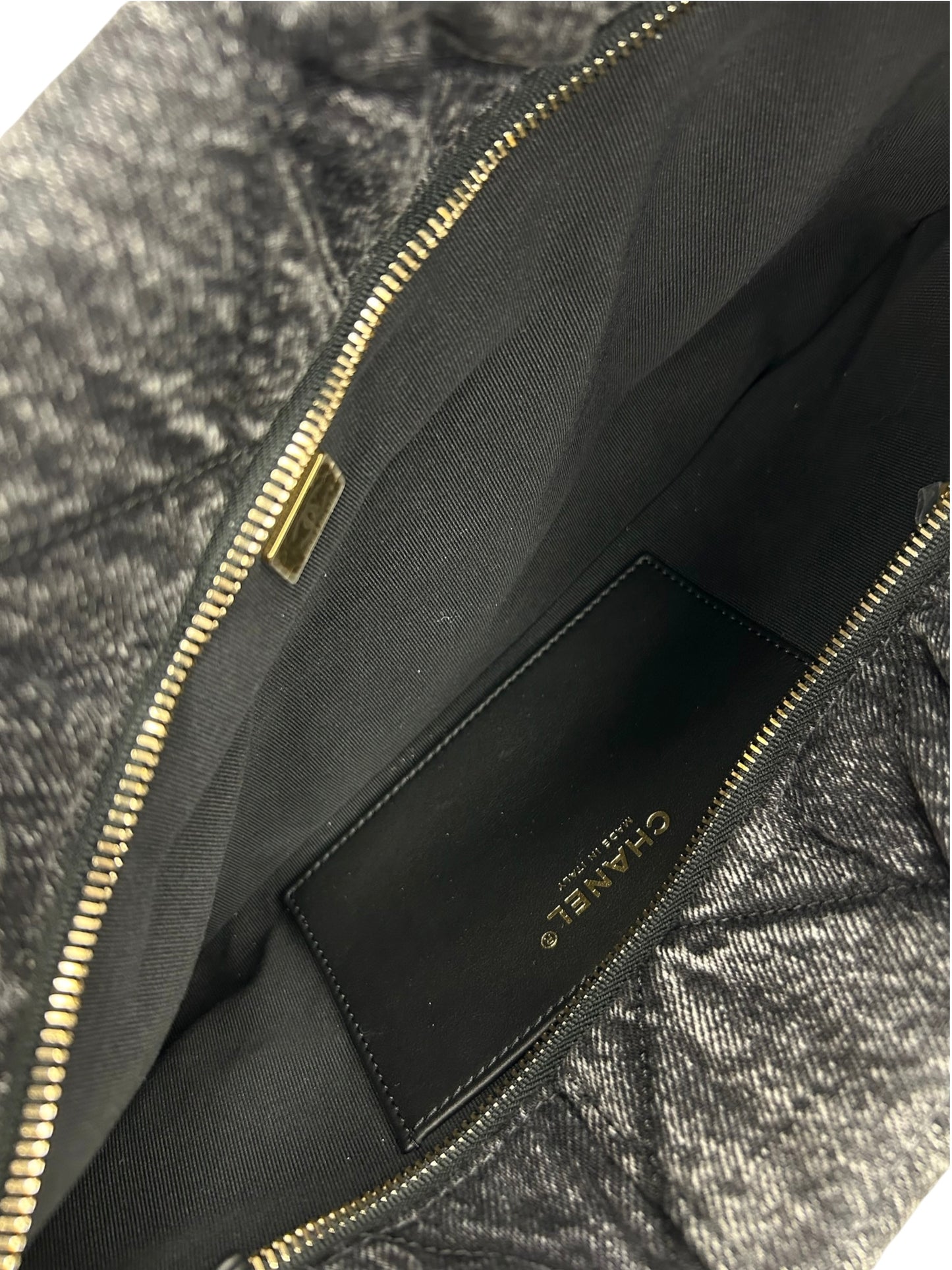 Chanel Maxi Black Denim Bow Bag T8729