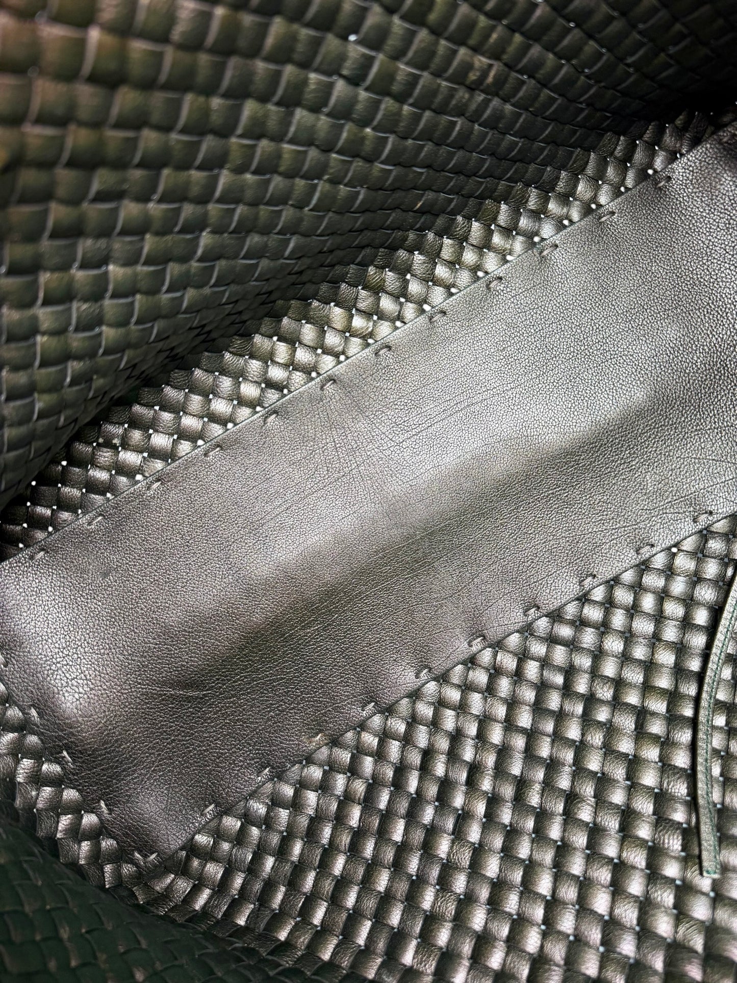 Bottega Veneta Iridescent Nappa Intrecciato Cabat Medium Tote