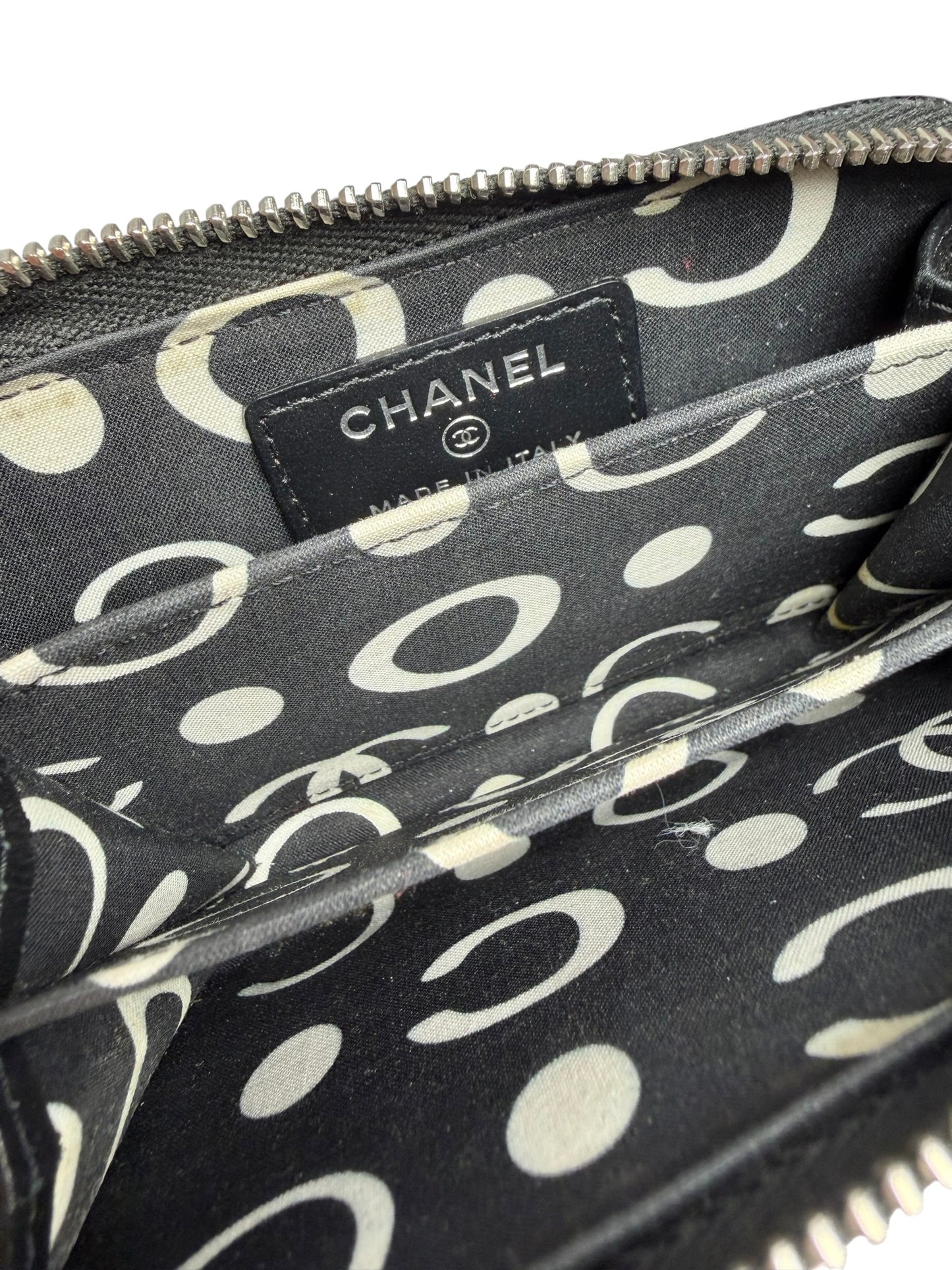Chanel Black Caviar Zip Around Card Holder