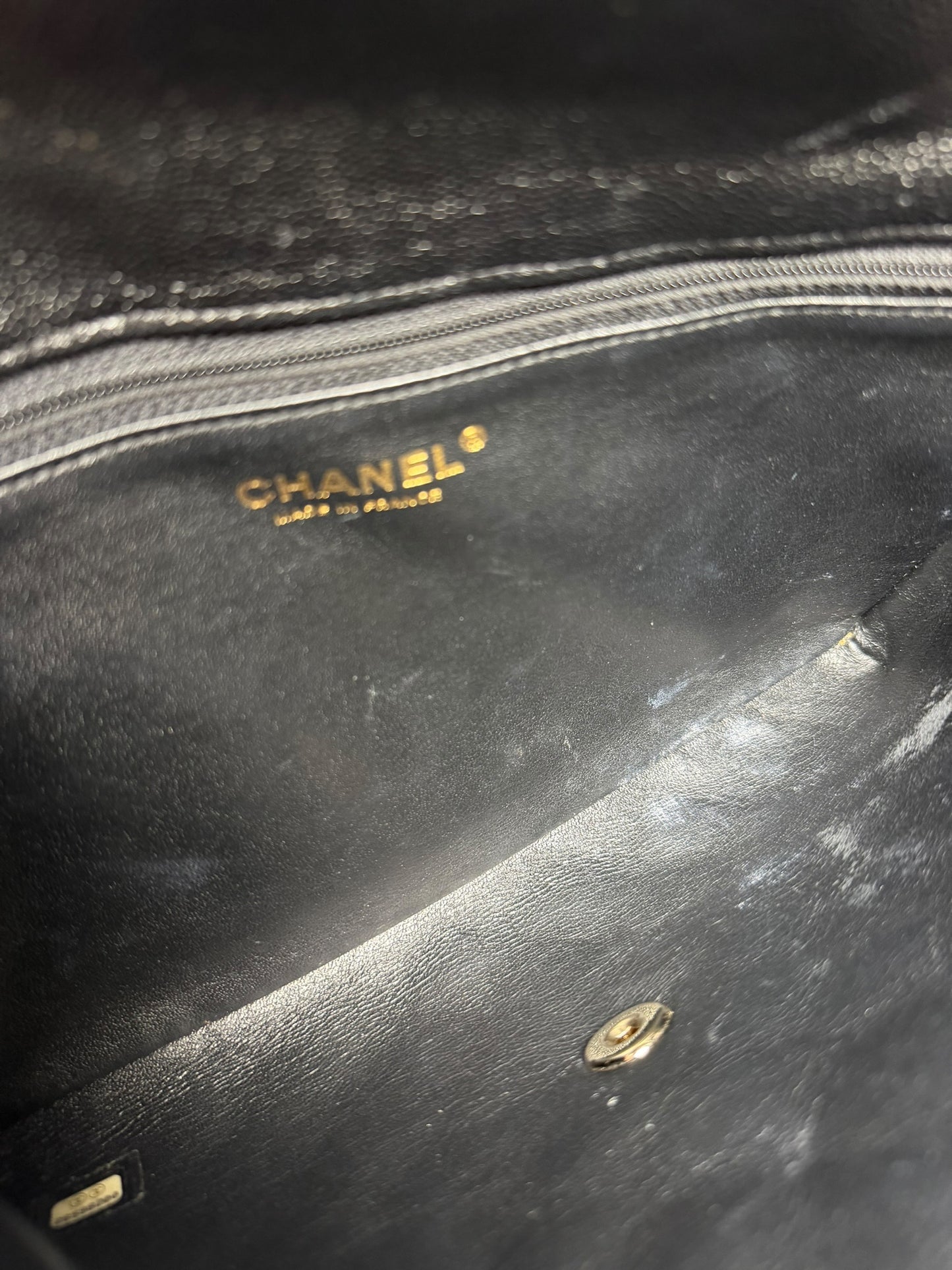Chanel Black Caviar Quilted Flap Clutch GHW