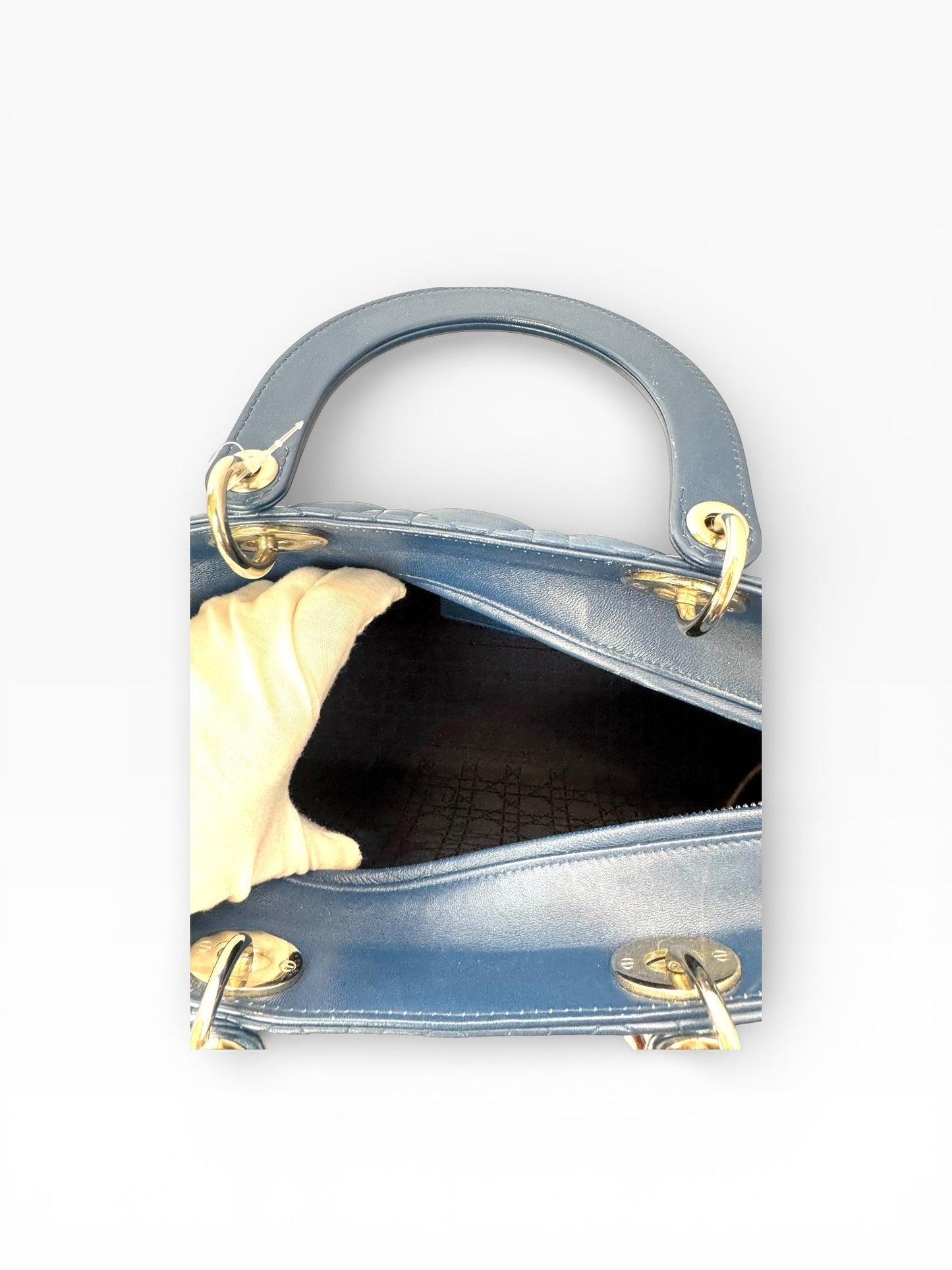 Dior Large lady Dior dusty blue gold hardware