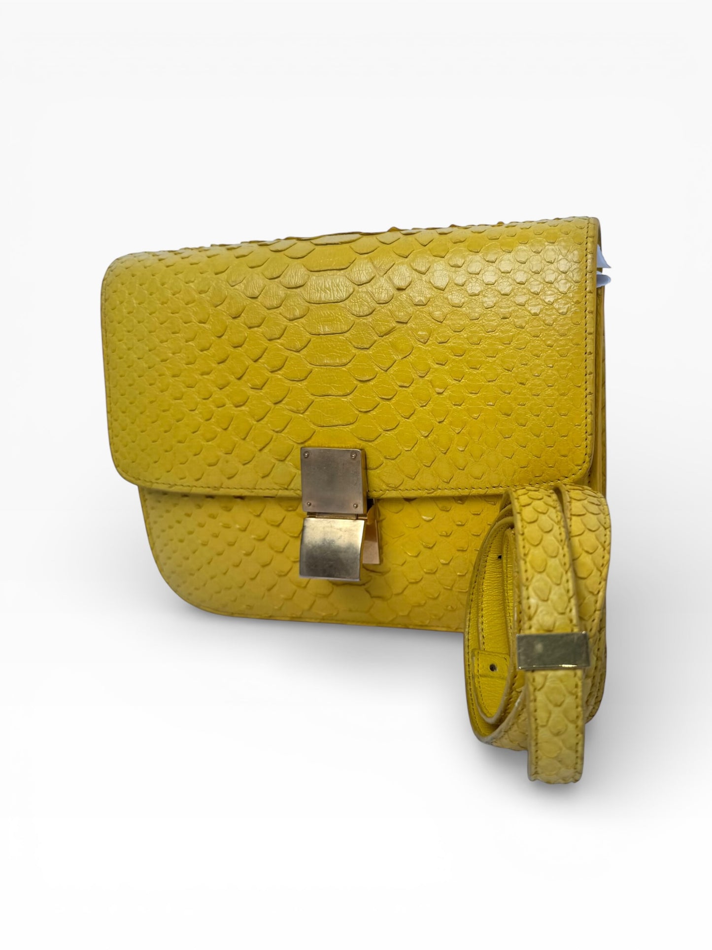 Celine Yellow Python Box Bag