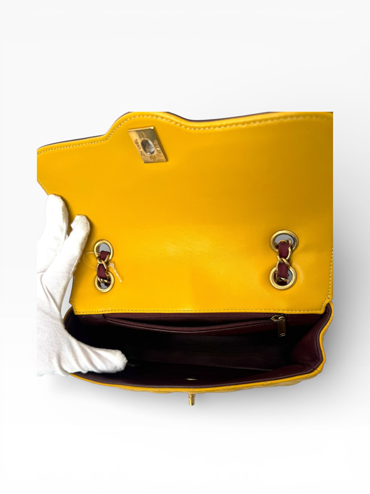 Chanel Yellow Red Bicolor Single Flap Medium