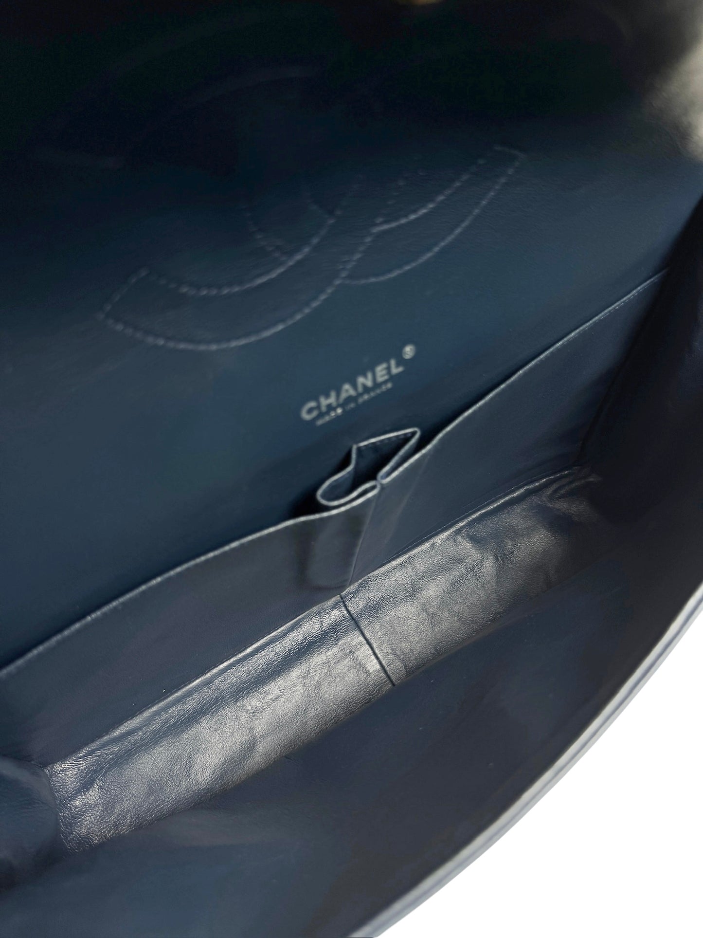 Chanel Navy Patent Leather Maxi SHW