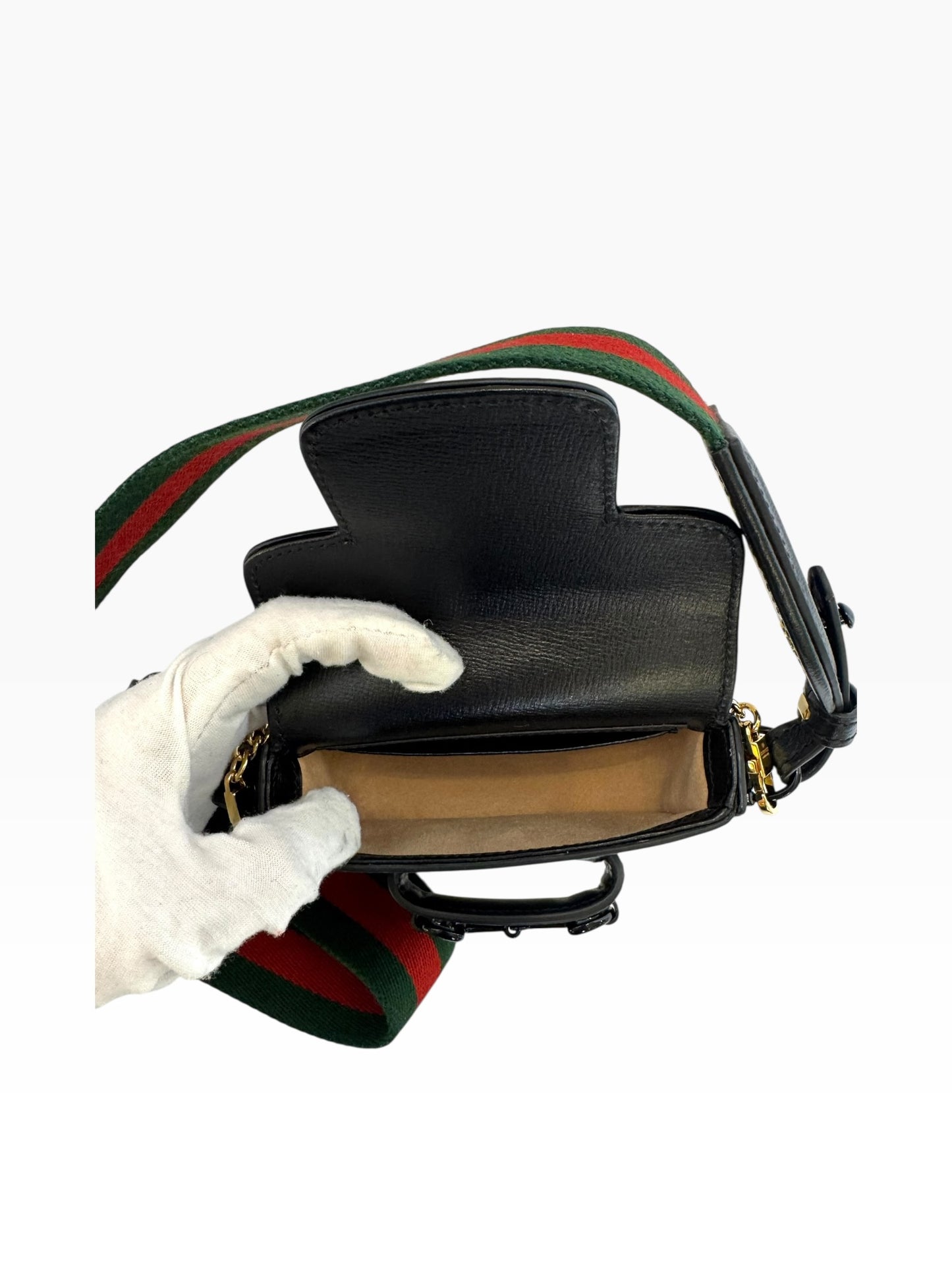 Gucci Micro Black Flap Strap plus Chain