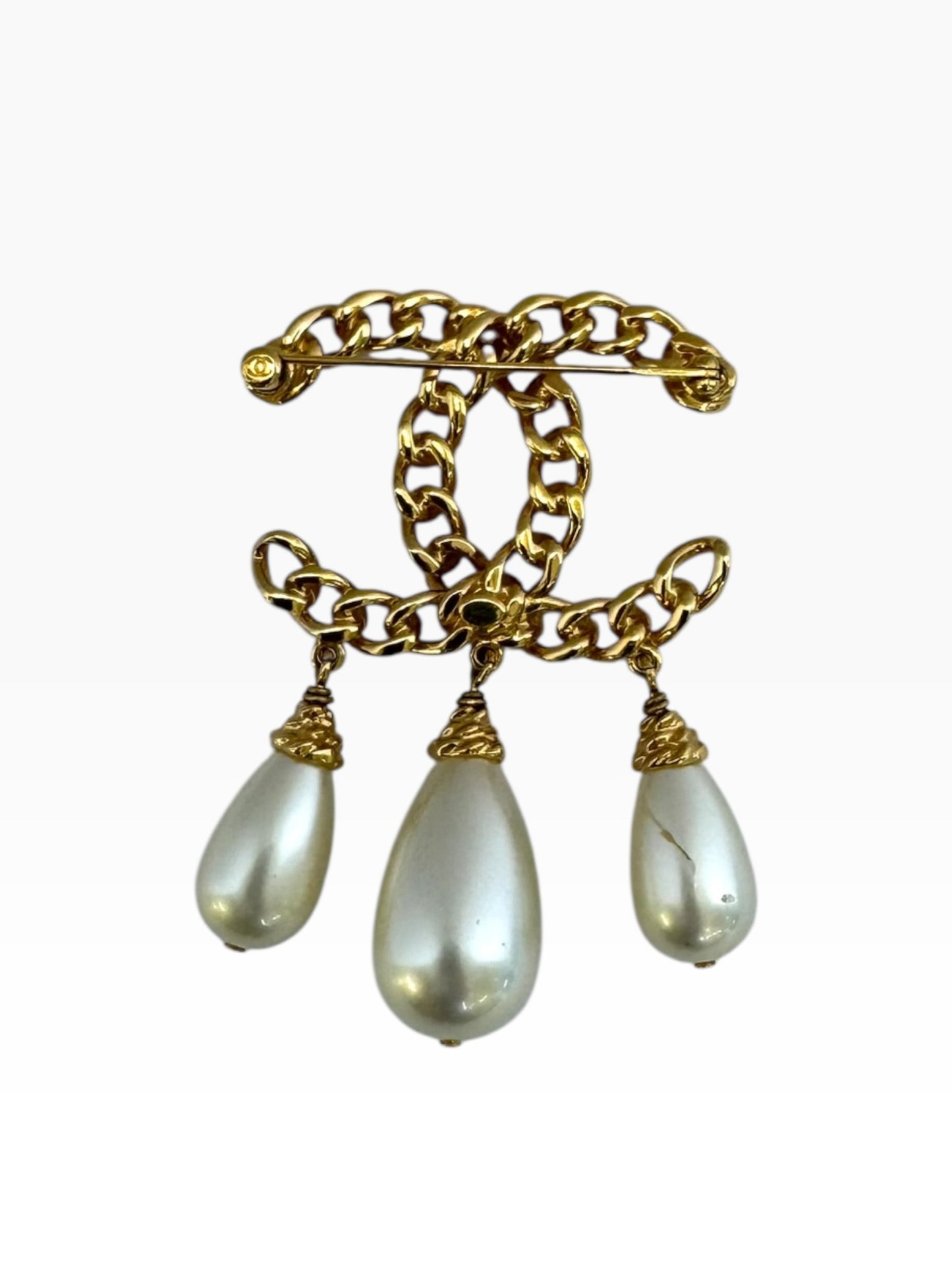 Chanel CC with Pearl Tear Drop brooch