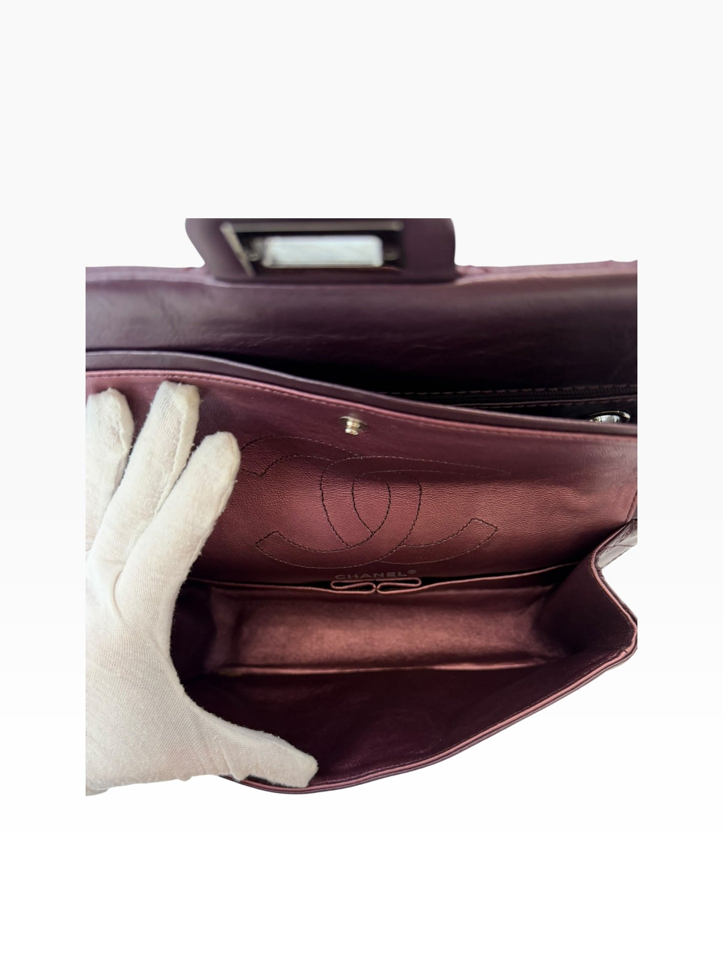 Chanel 2.55 Calfskin 225 Metallic Purple Small SHW