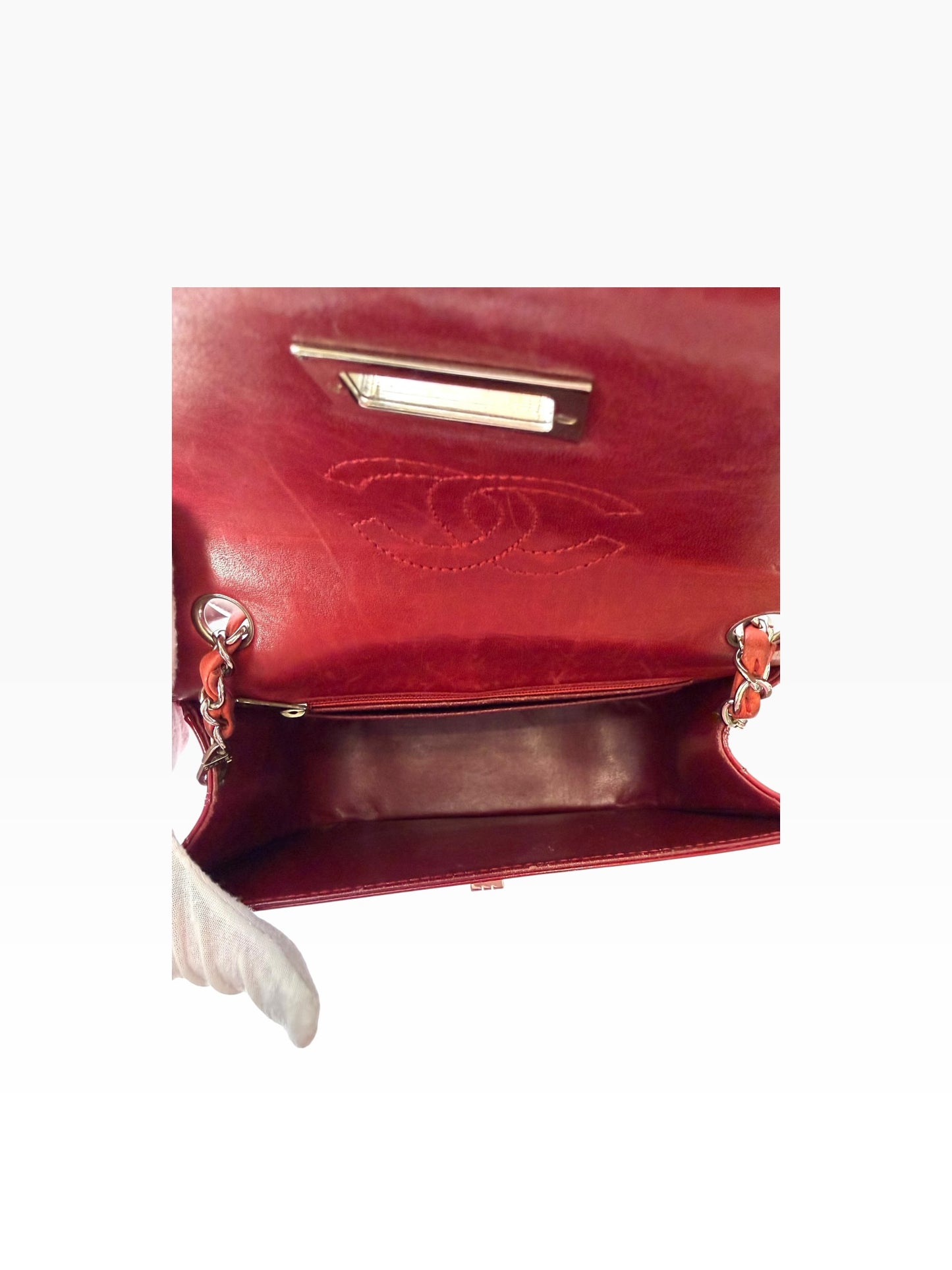 Chanel Reissue Red 2.55 Patent Trim Canvas