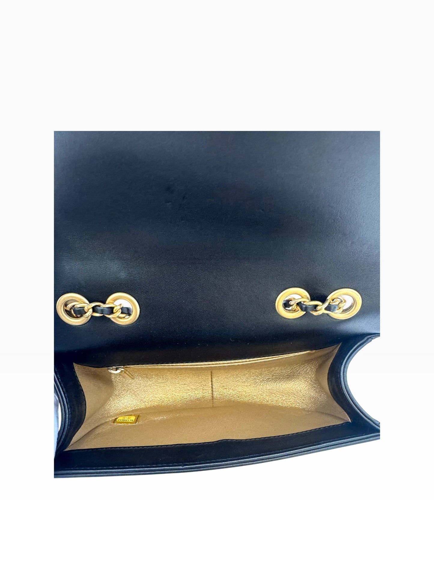 Chanel Black Gold Trim Resin Bar Flap GHW Studded