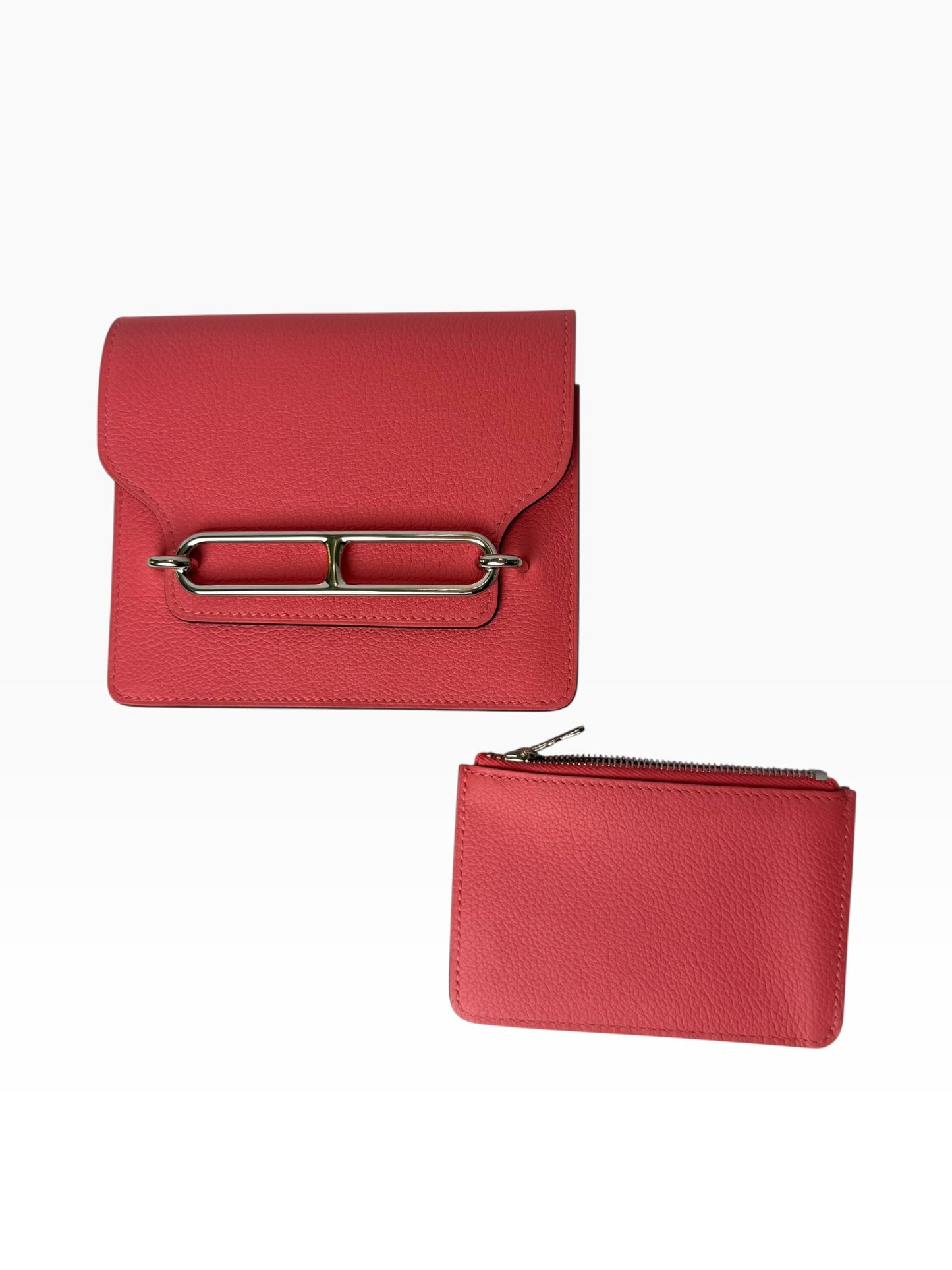 Hermes Pink Roulis Wallet PHW FULL SET