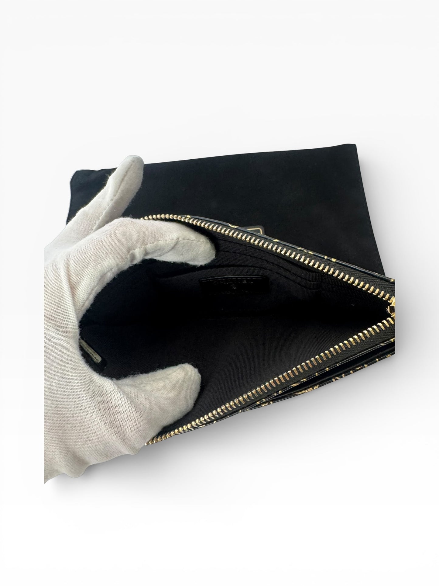 Chanel Croc Embossed Reissue Black Egyptian Zip Pouch