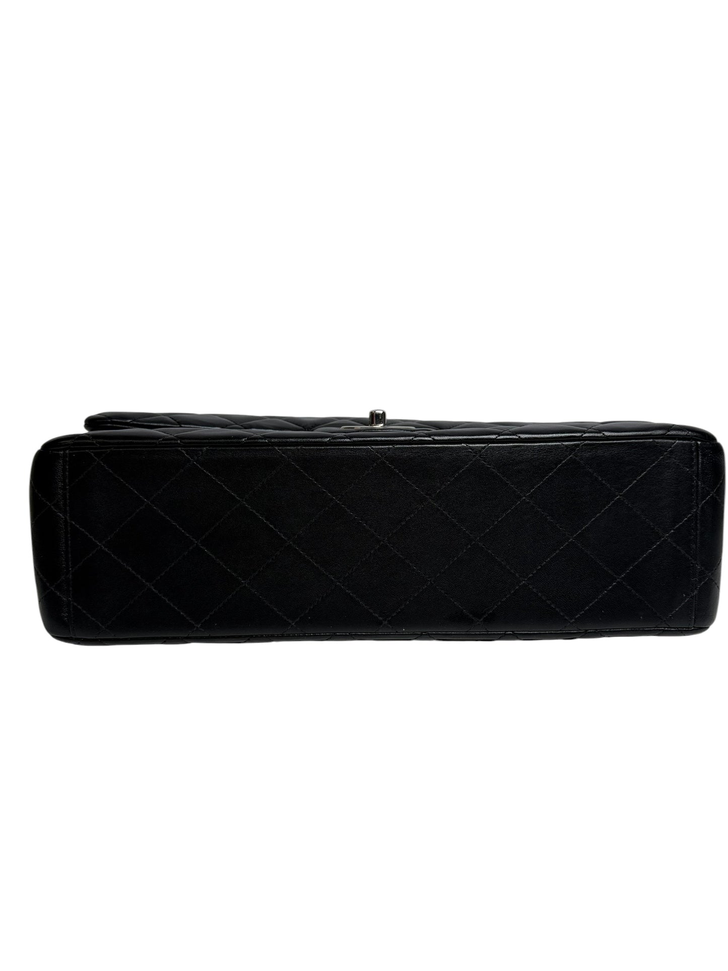 Chanel Double Flap Jumbo Black Lambskin T1046