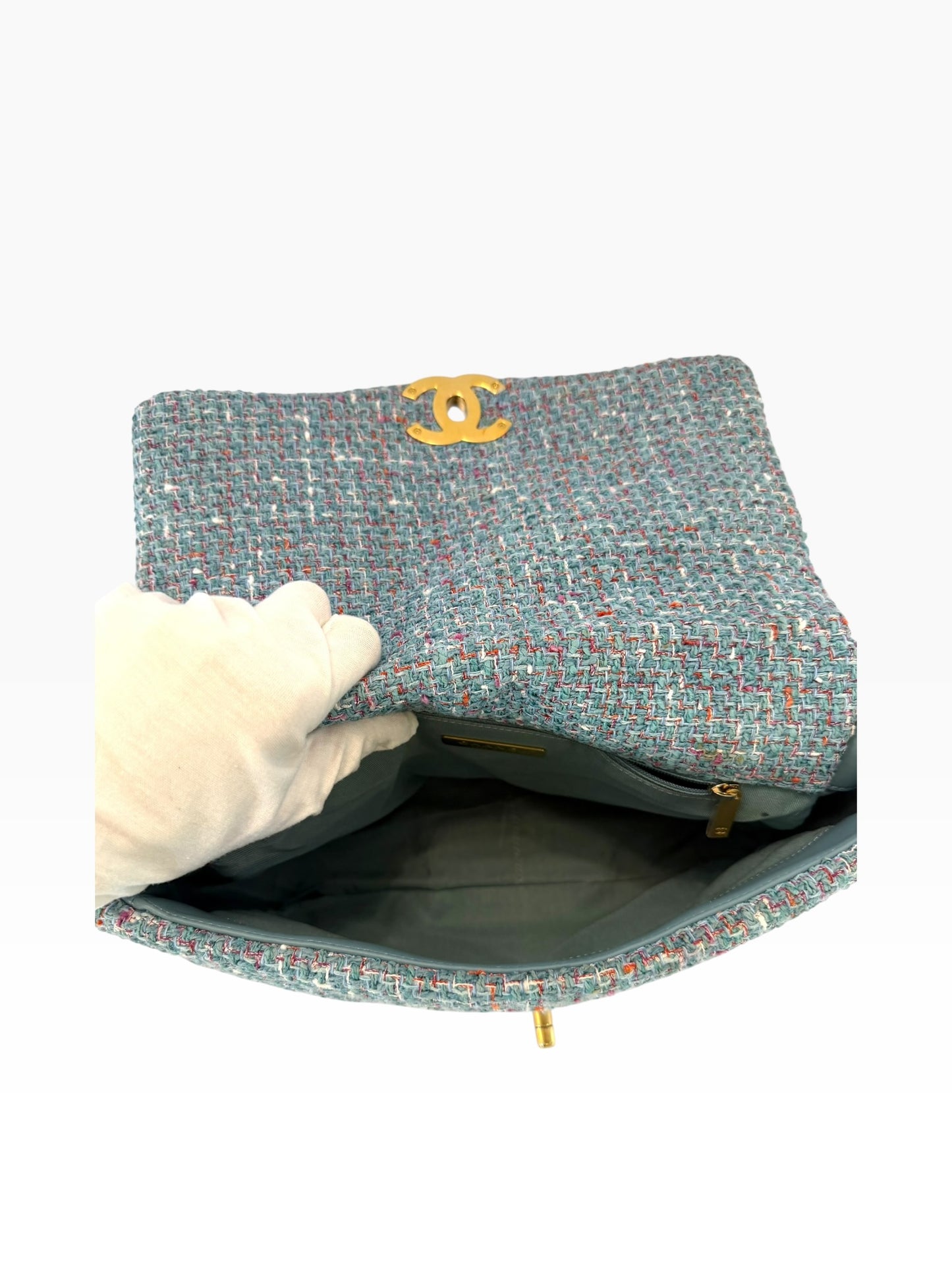 Chanel 19 XL Blue Tweed