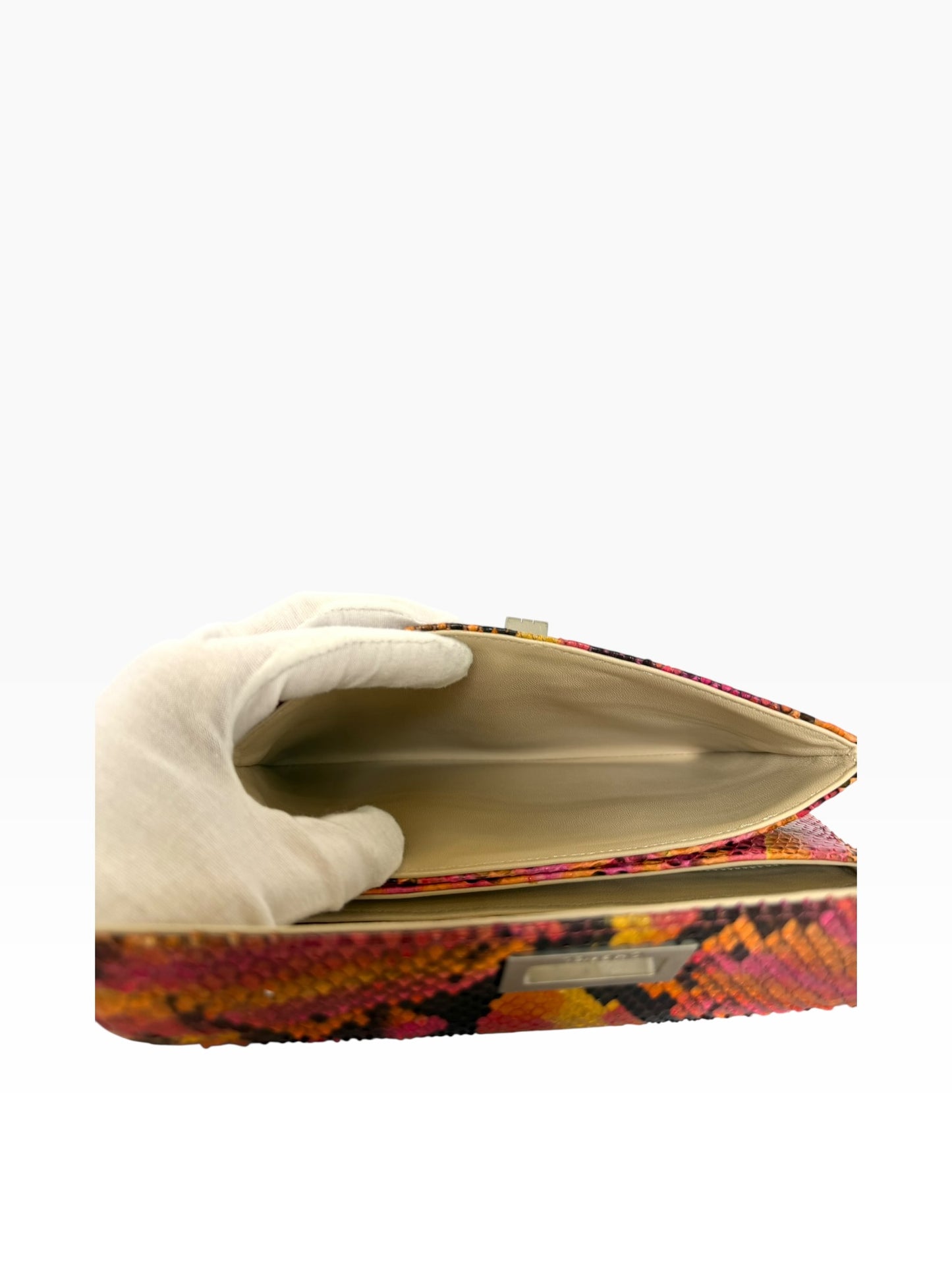 Chanel Python Reissue Clutch Pink Orange Multicolor