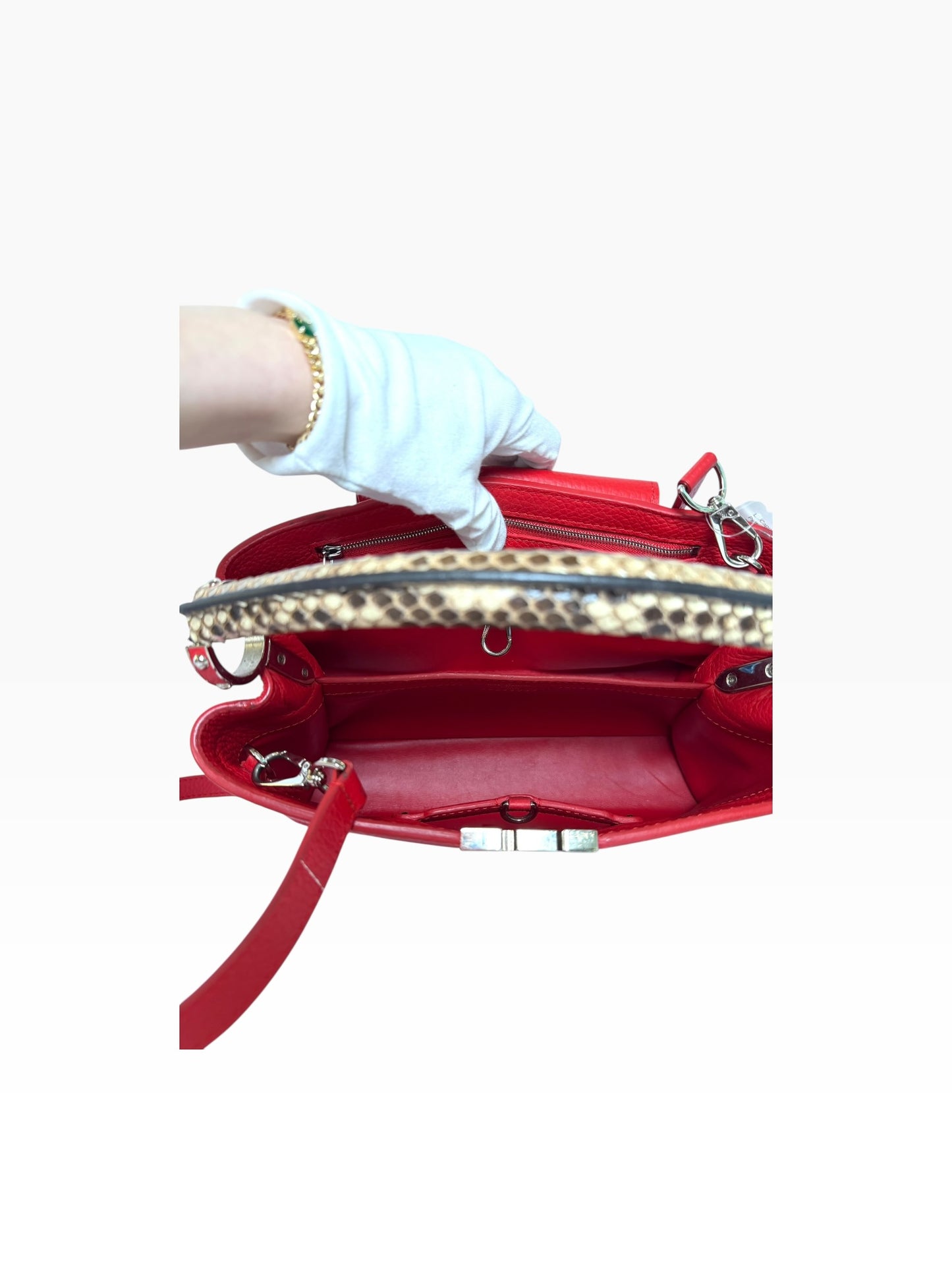 Louis Vuitton Red Cappucine Python Handle