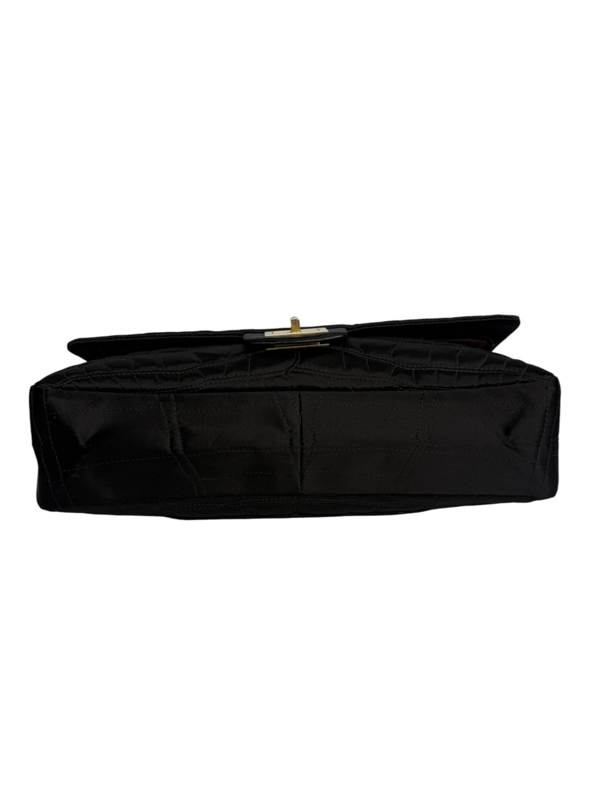 Chanel Black Crocodile Embossed Satin Reissue 2.55 T9275