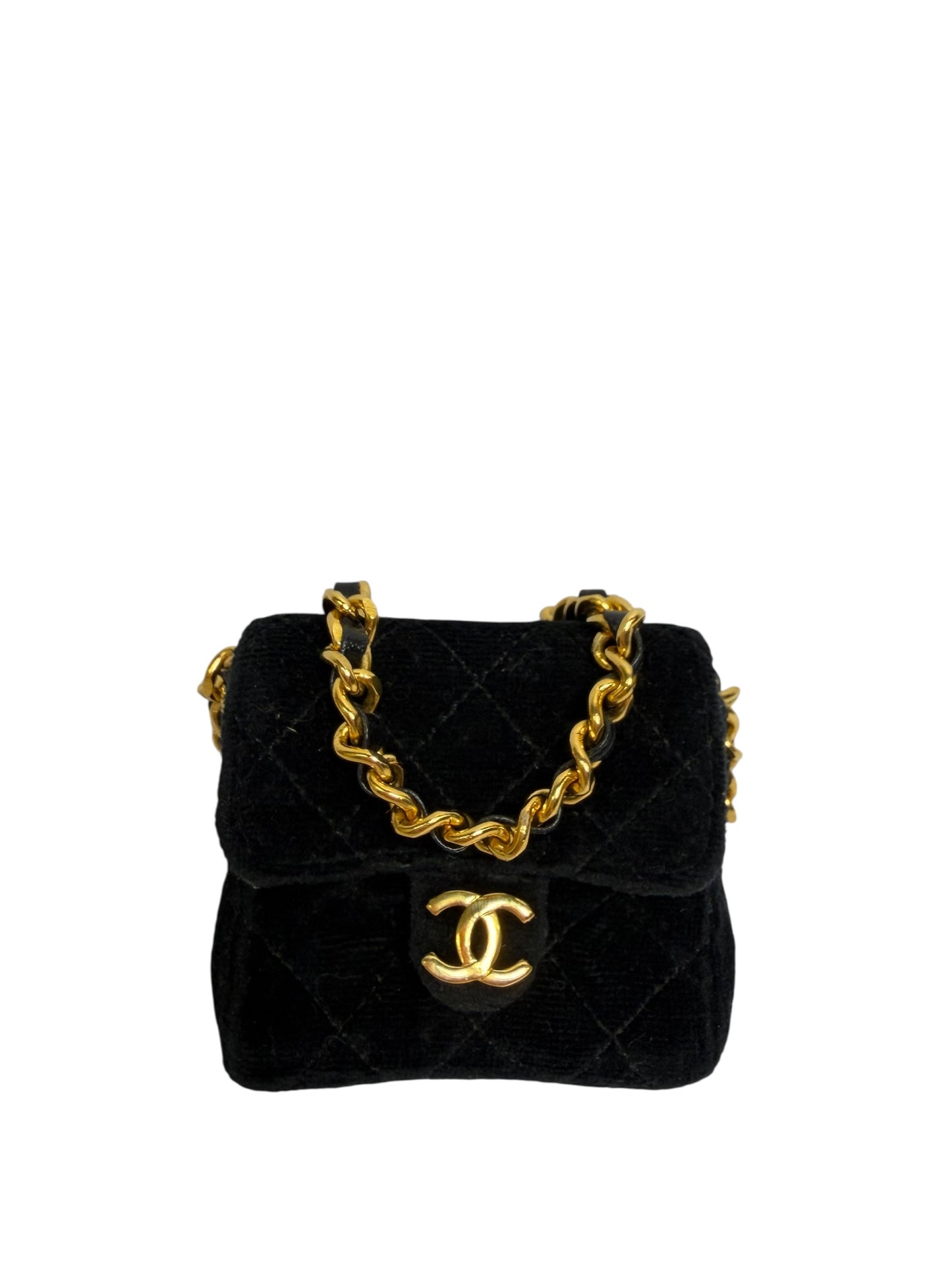 Chanel satin black pouch ghw