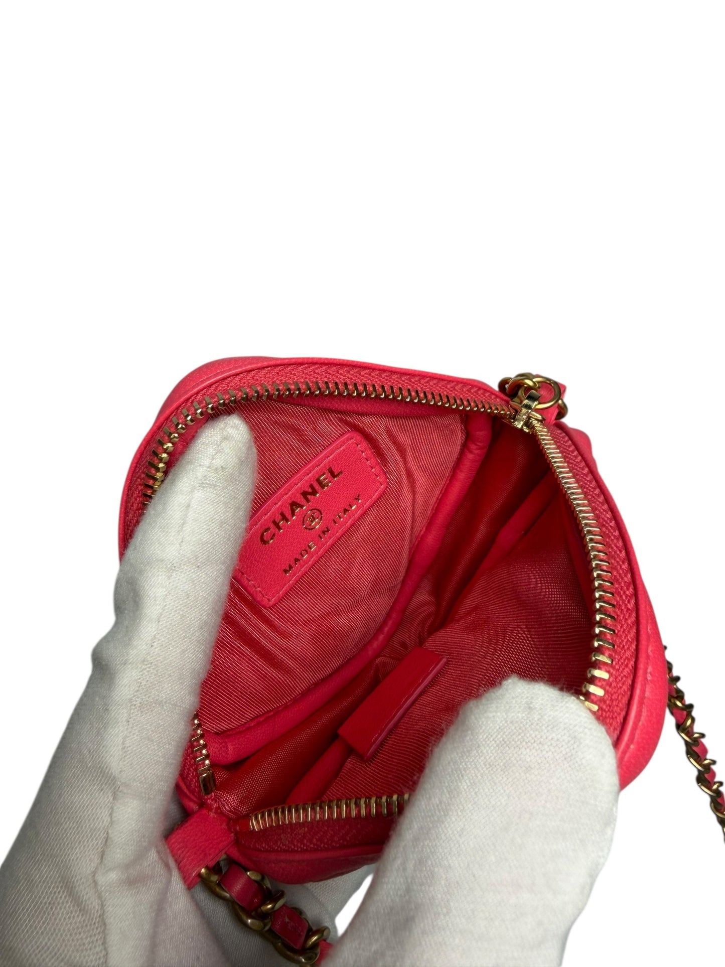 Chanel pink micro diamond clutch crossbody ghw