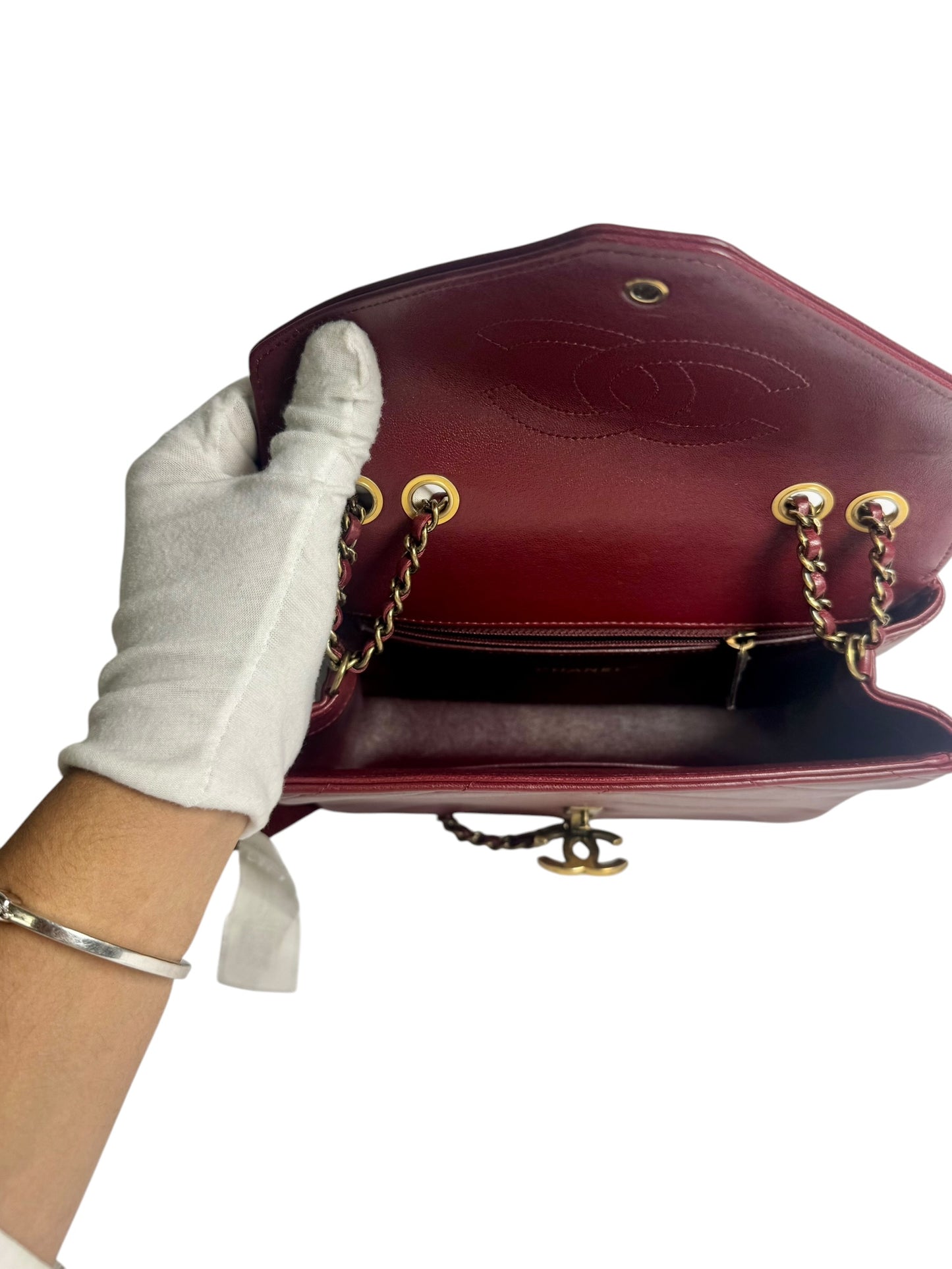 Chanel Deep Red Envelope Flap AGHW T7971