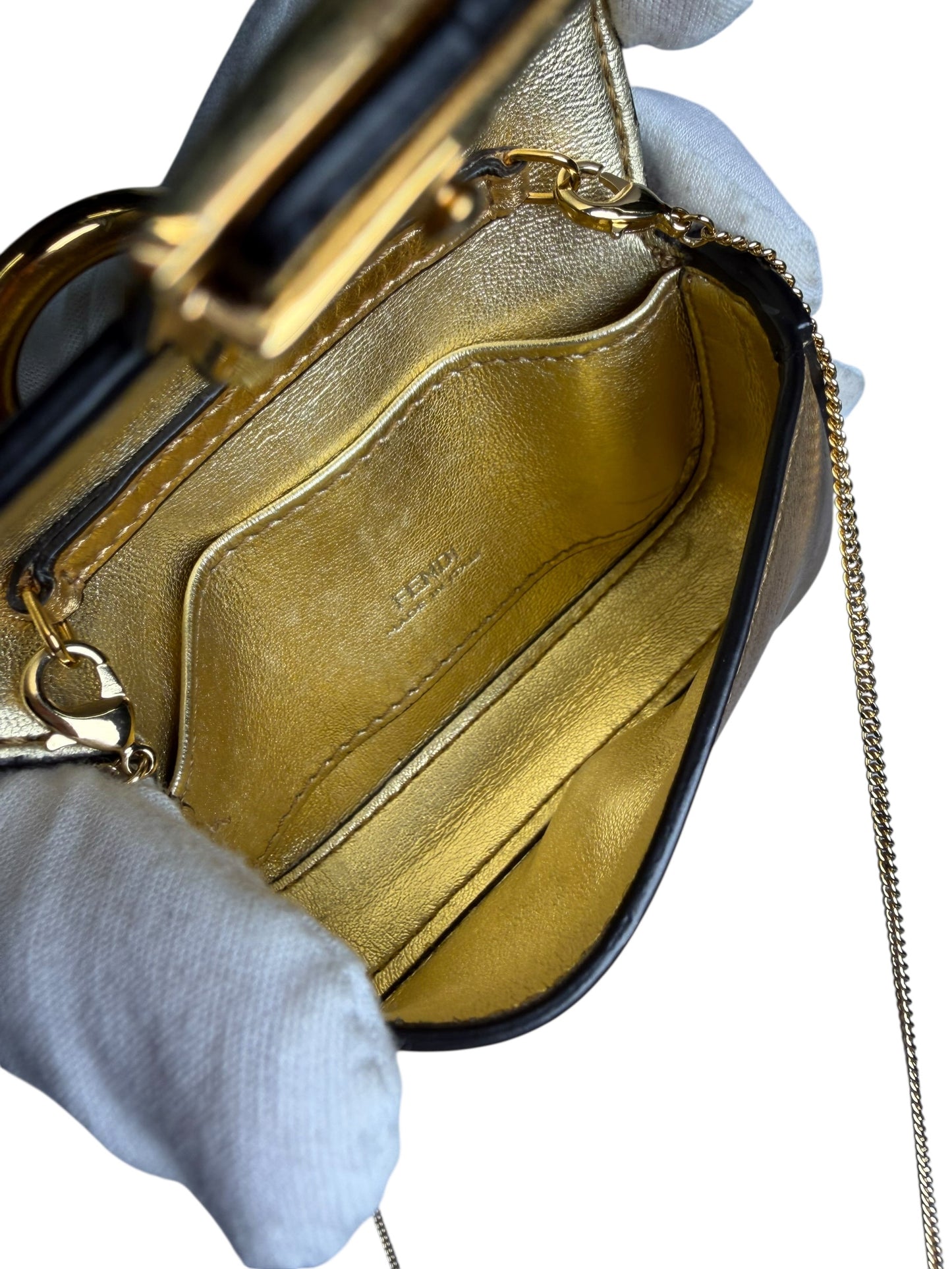 Fendi gold micro baguette