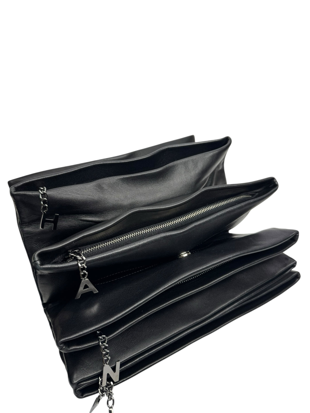 Chanel Black Accordion Globe Clutch T9347