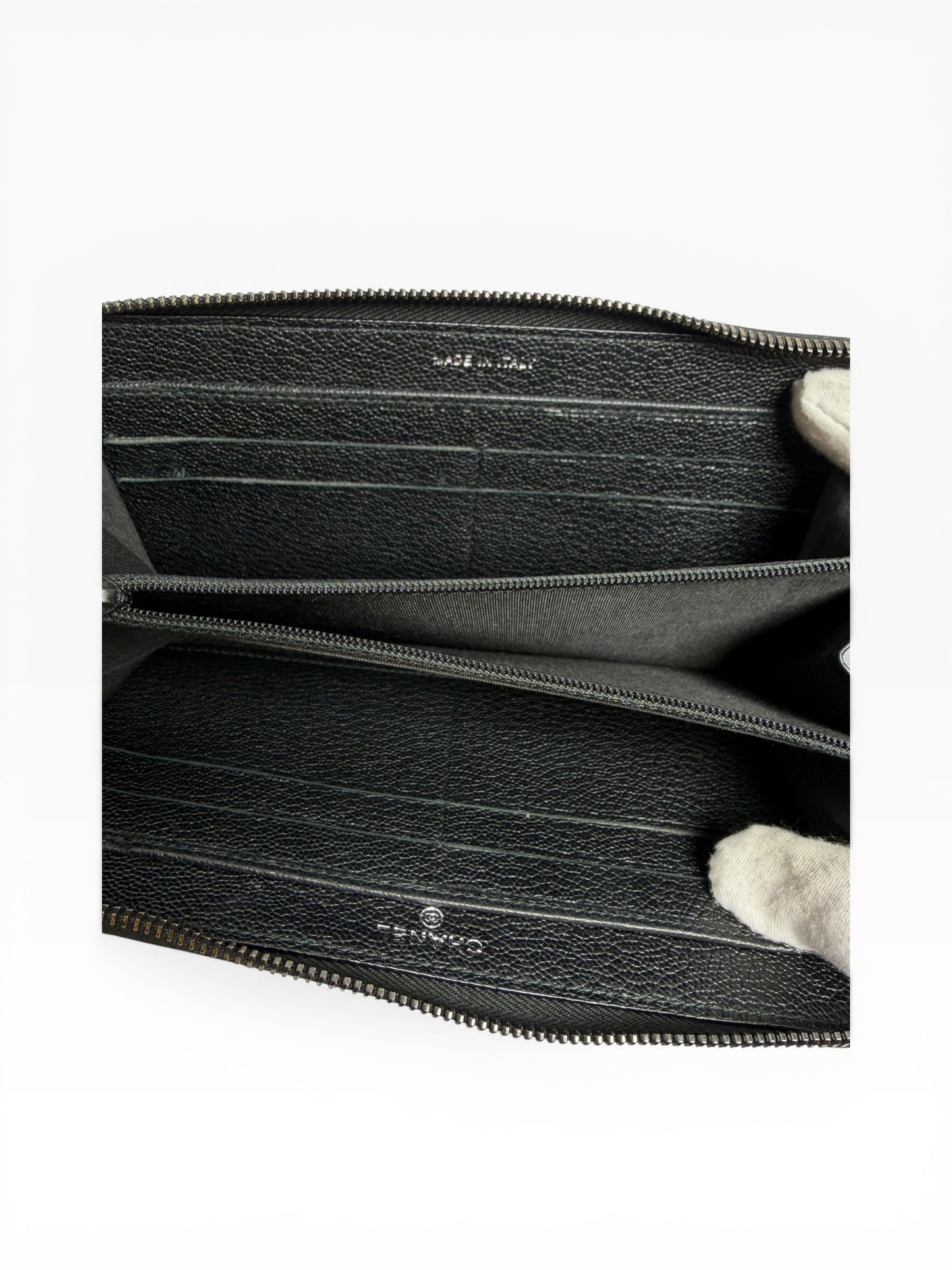 Chanel black caviar long wallet