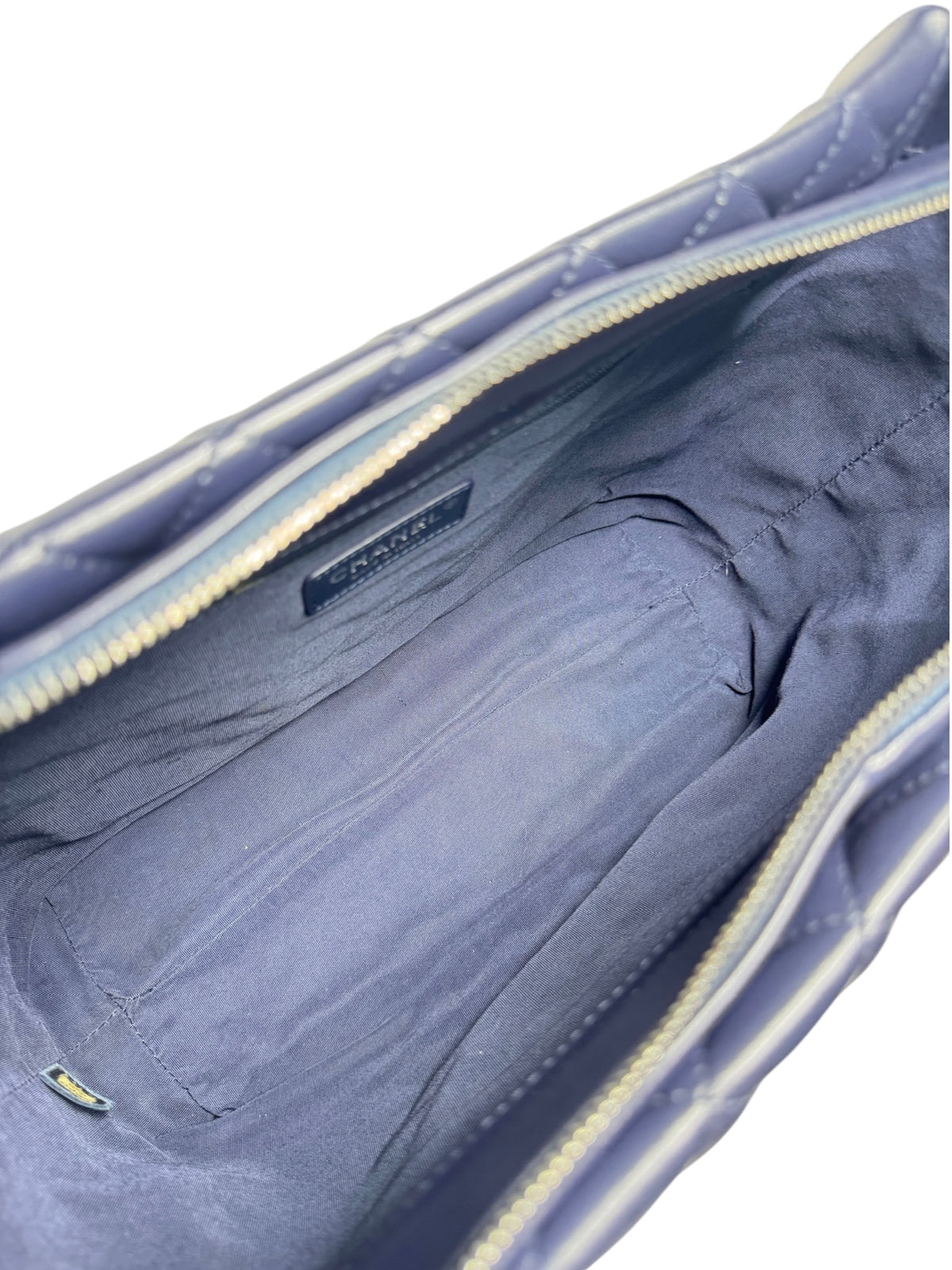 Chanel Quilted Navy Shopping Tote RHW T8333