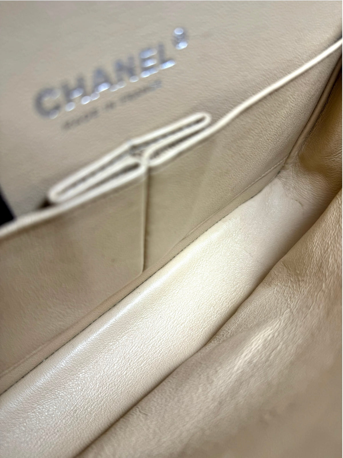 Chanel Medium Double Classic Flap Beige Lambskin SHW T9324