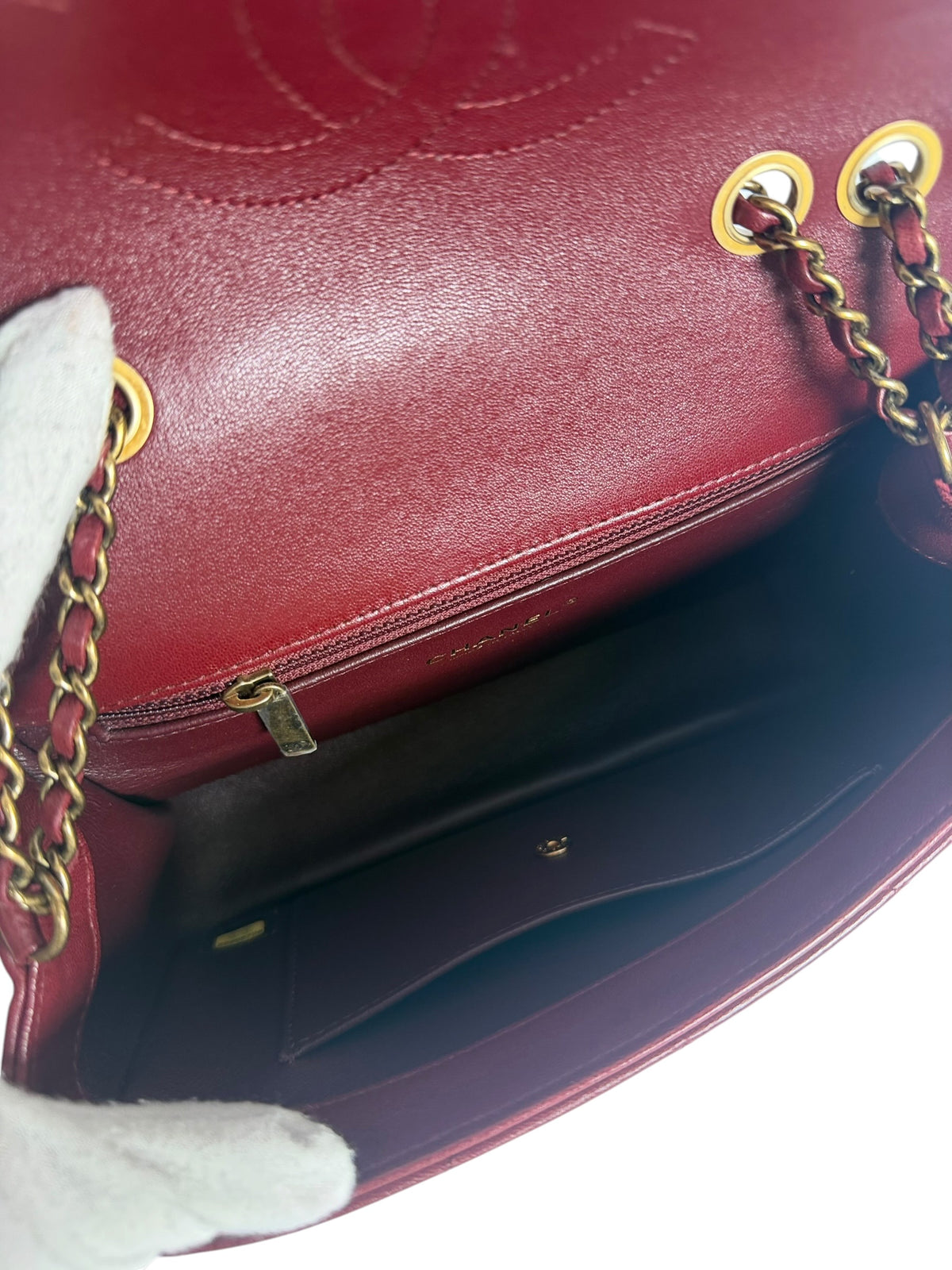 Chanel Red Burgundy Chevron Small Flap GHW T