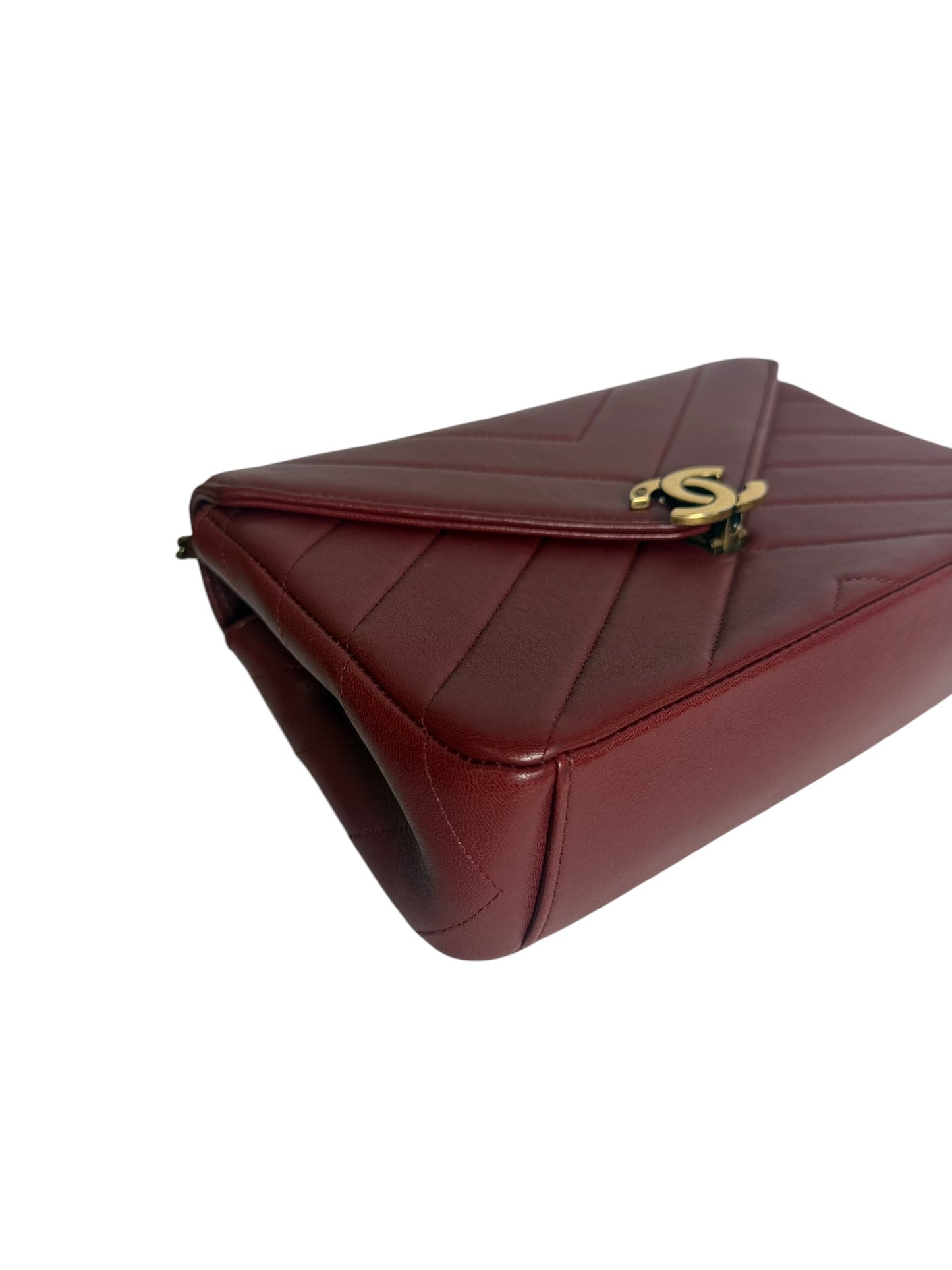 Chanel Red Burgundy Chevron Small Flap GHW