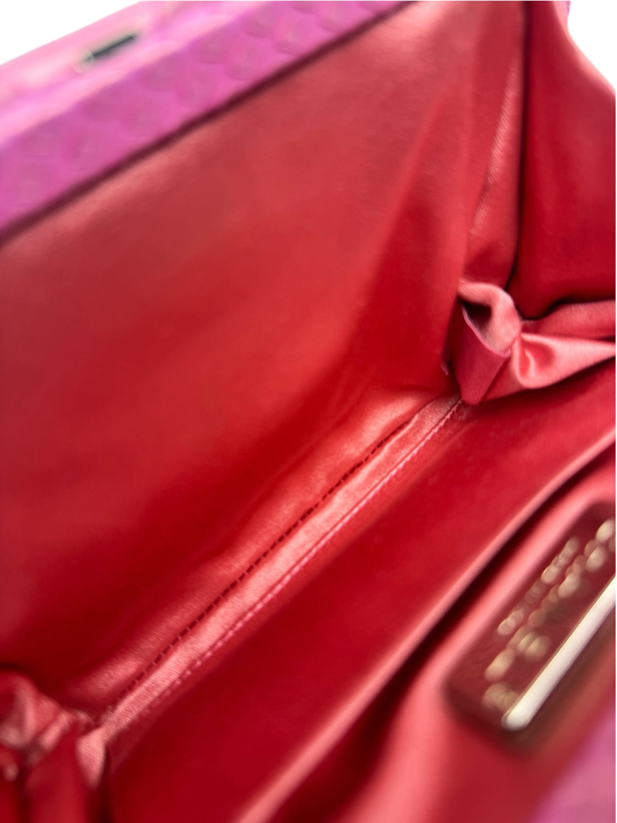 Chanel Pink Iridescent Python Clutch T9406